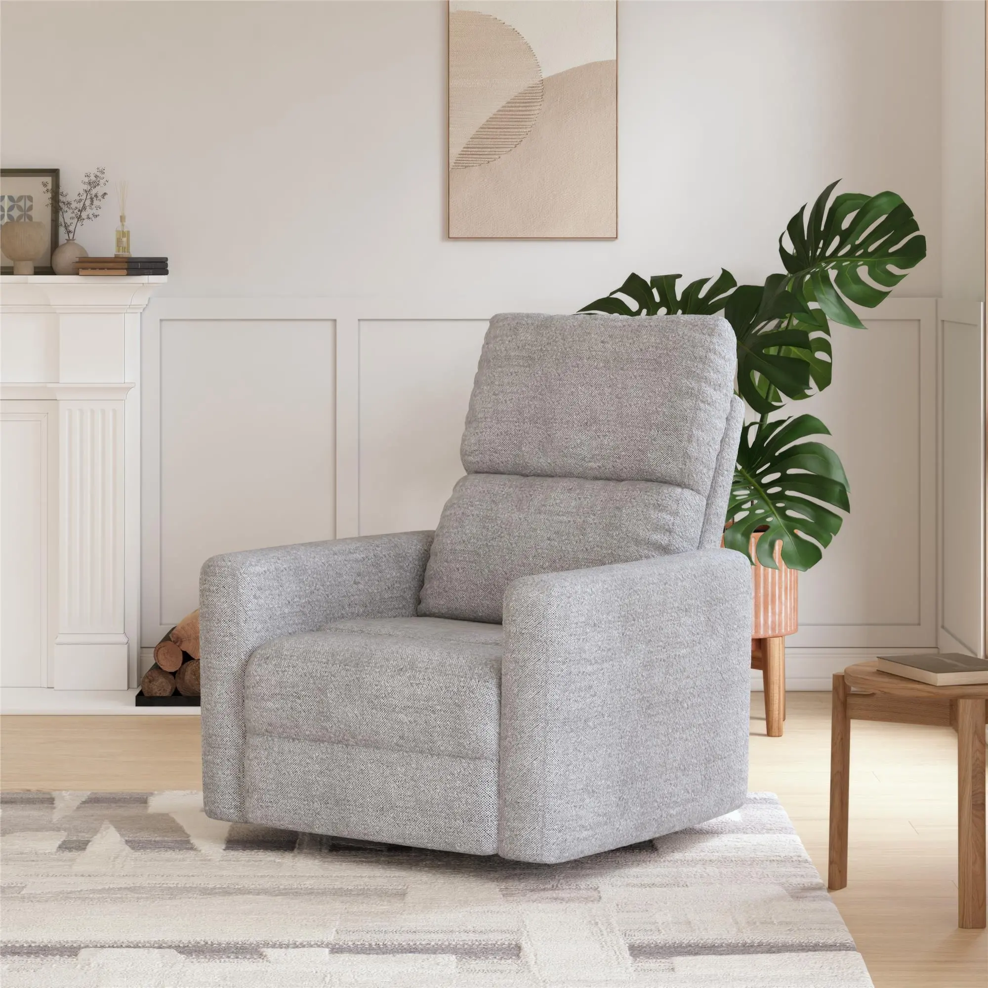 Lukas Gray Boucle Swivel Recliner-2