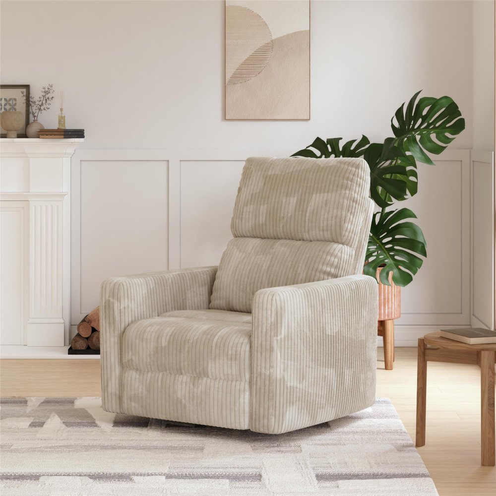 Lukas Cream Corduroy Swivel Recliner