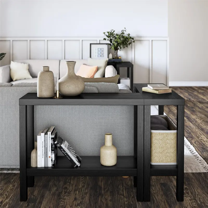 Parsons Black Sofa Table, Set of Two