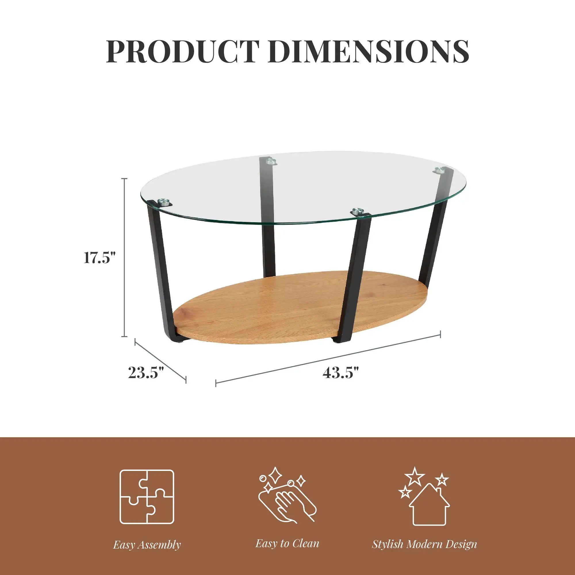 Nessa Oak and Glass Coffee Table-3