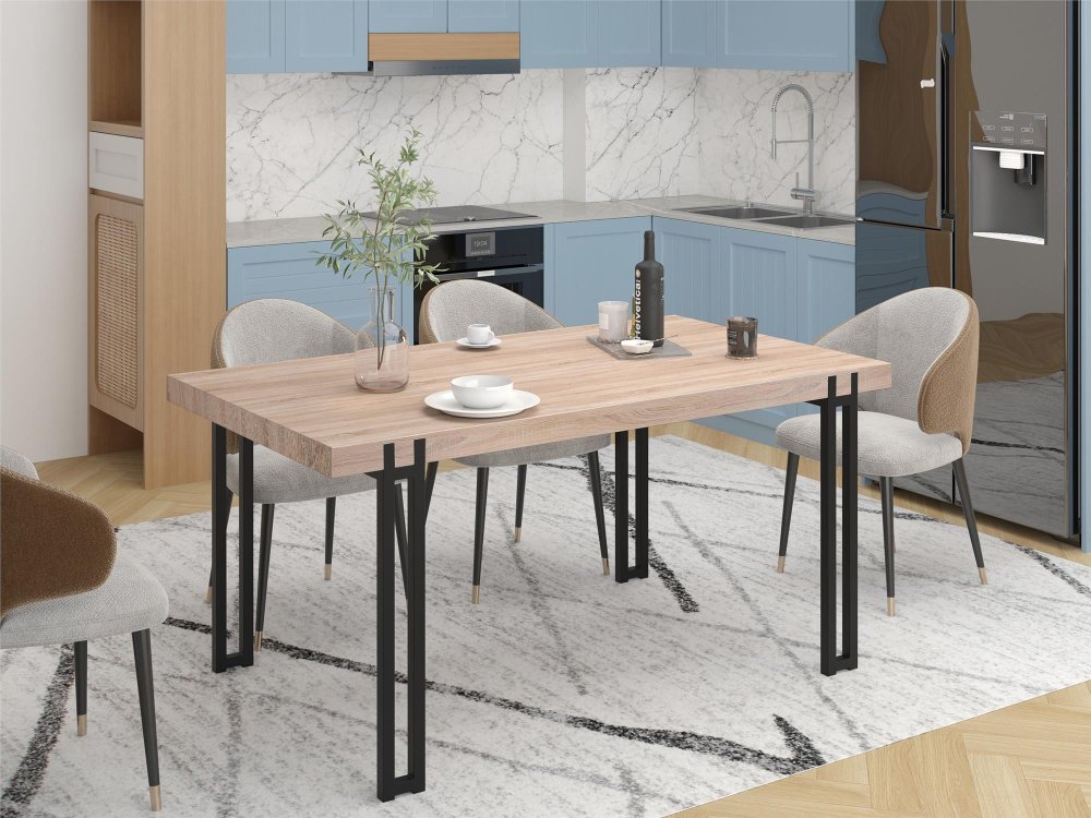 Kent Light Oak Dining Table with Metal Legs