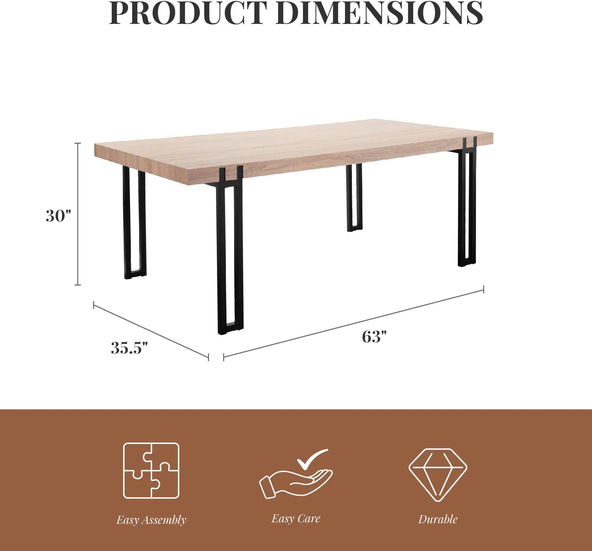 Kent Light Oak Dining Table with Metal Legs-6