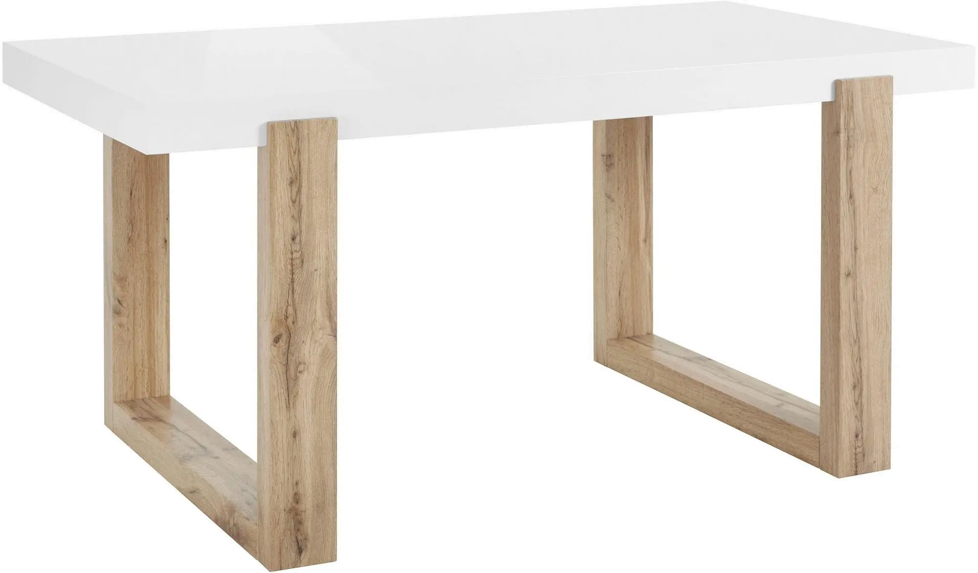 Arvid Gloss White and Oak Dining Table-3