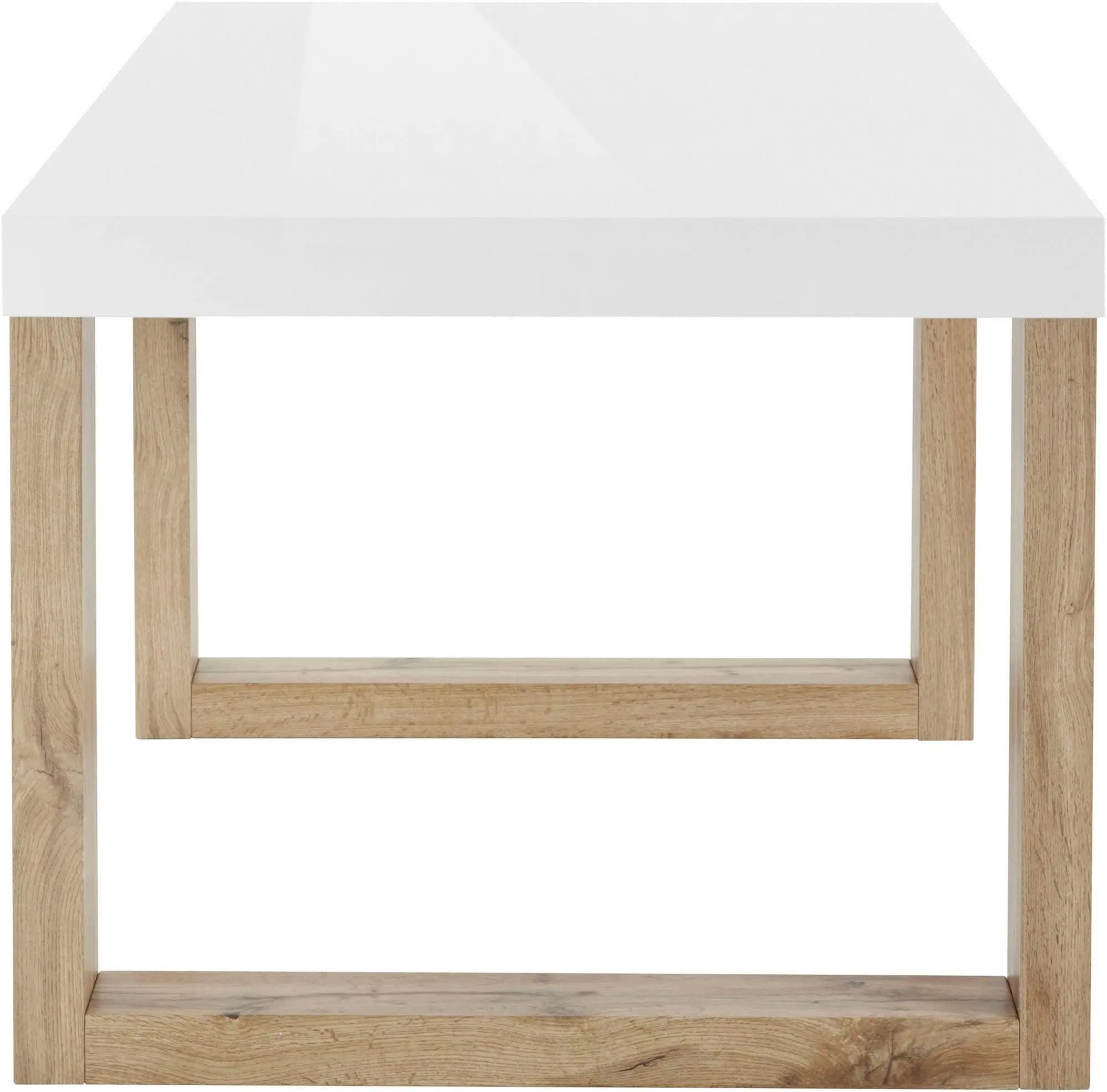 Arvid Gloss White and Oak Dining Table-4