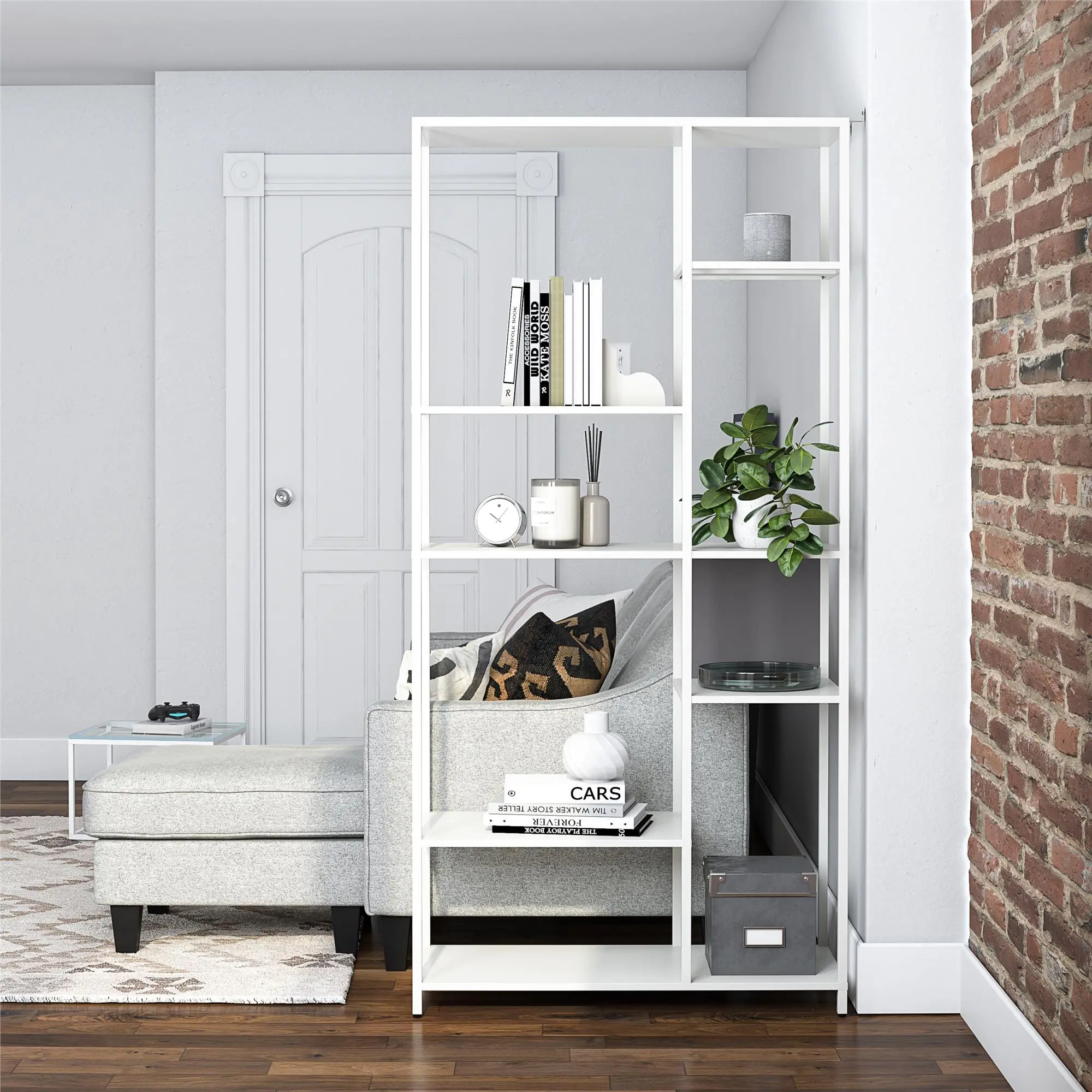 Mission District White Bookcase-2