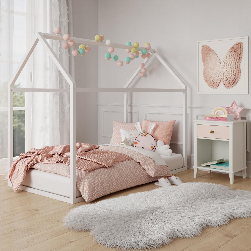 Little Seeds Skyler Off White Metal Montessori House Twin Bed