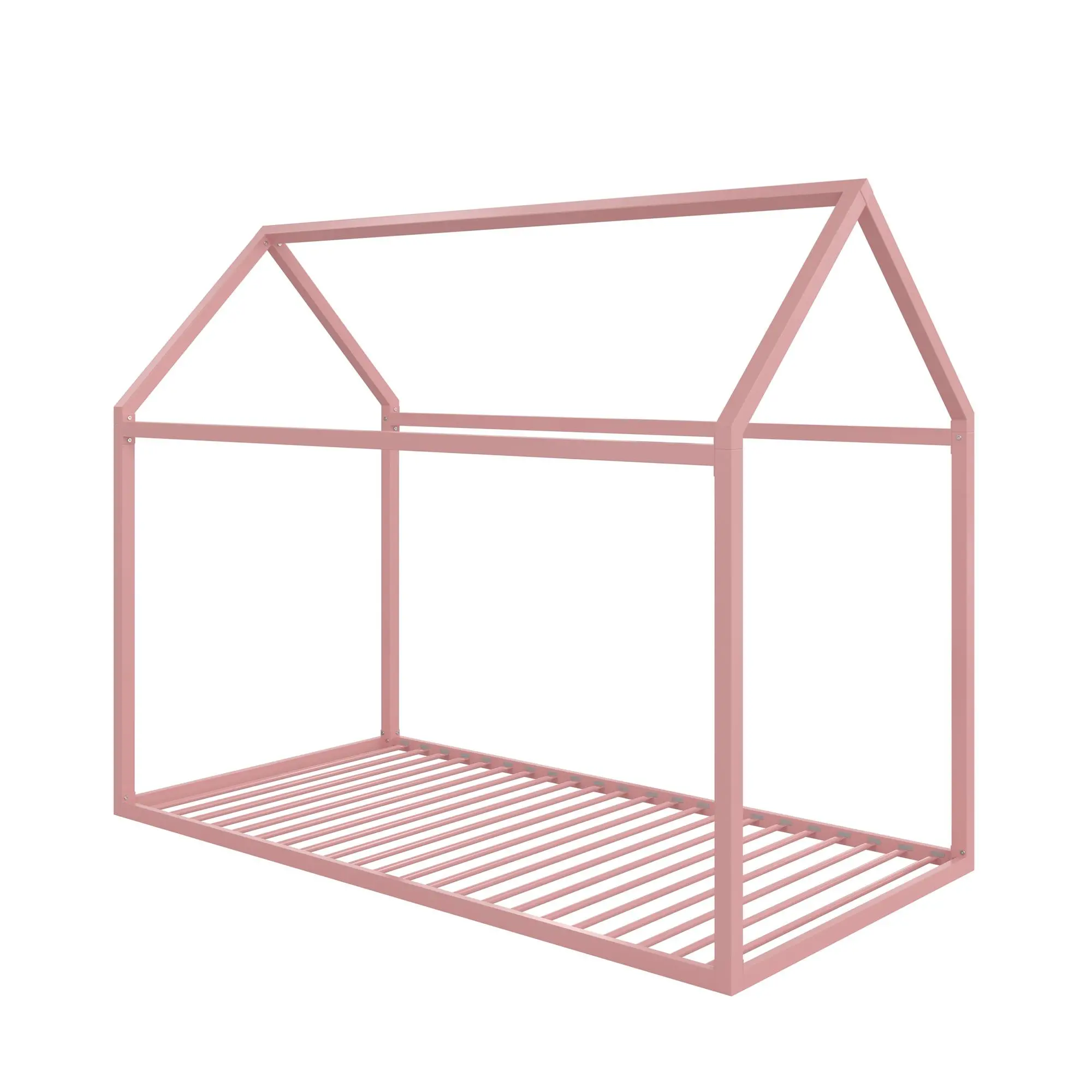 Little Seeds Skyler Blush Pink Metal Montessori House Twin Bed-2