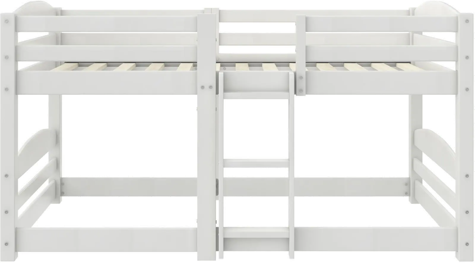 Birley White Twin Over Twin Low Wood Bunk Bed-2
