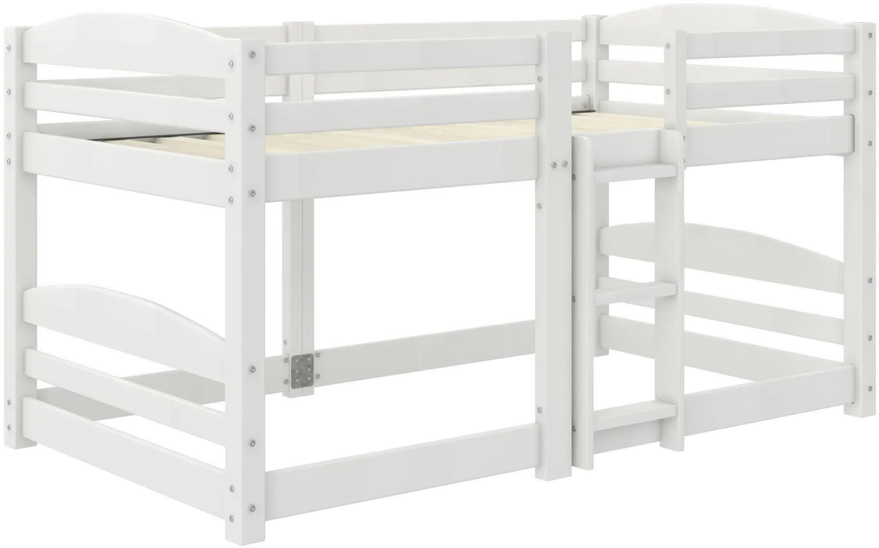 Birley White Twin Over Twin Low Wood Bunk Bed-3