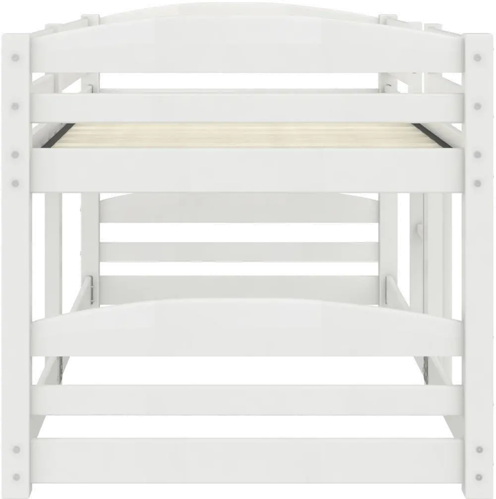Birley White Twin Over Twin Low Wood Bunk Bed-4