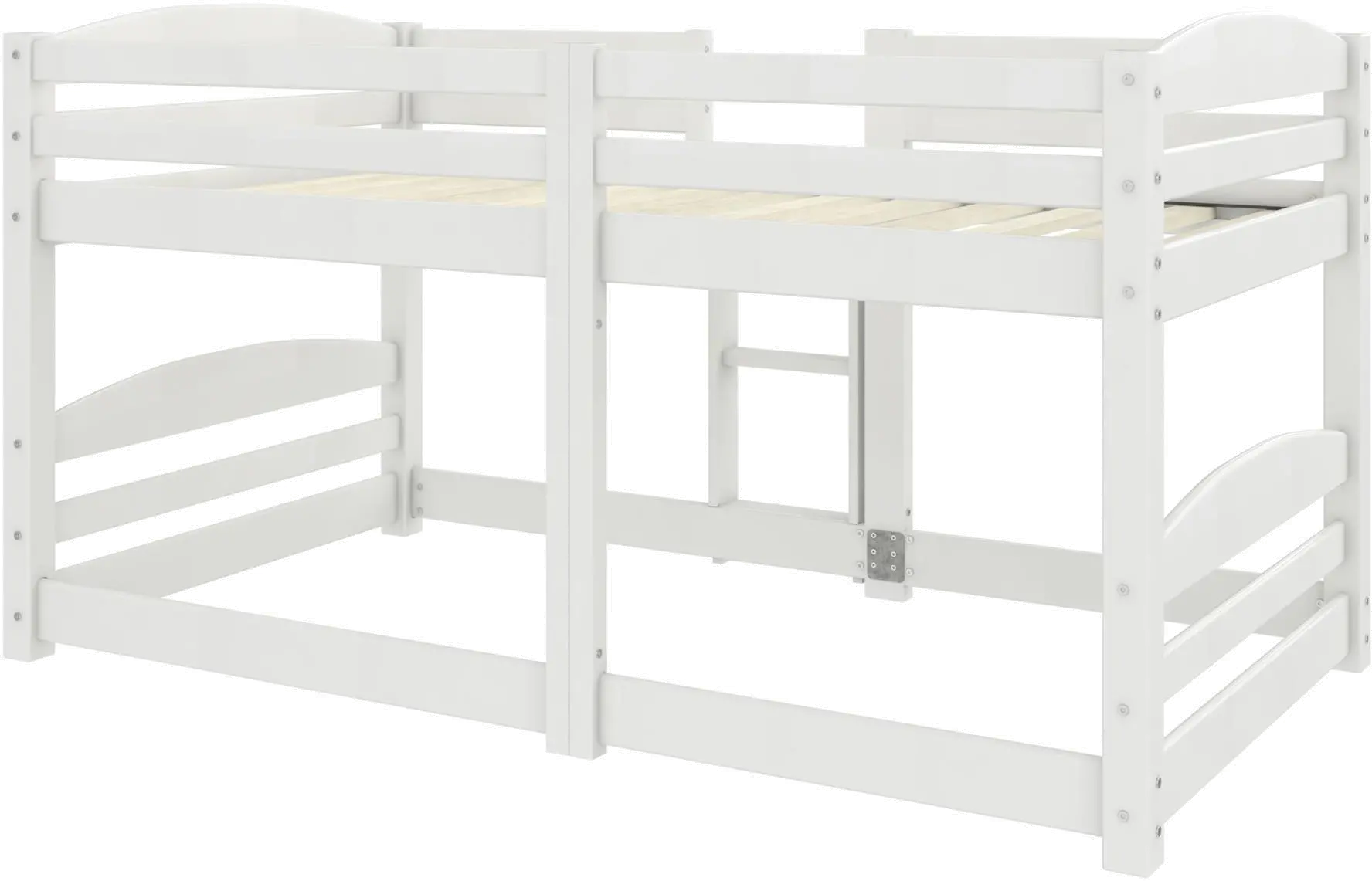 Birley White Twin Over Twin Low Wood Bunk Bed-5