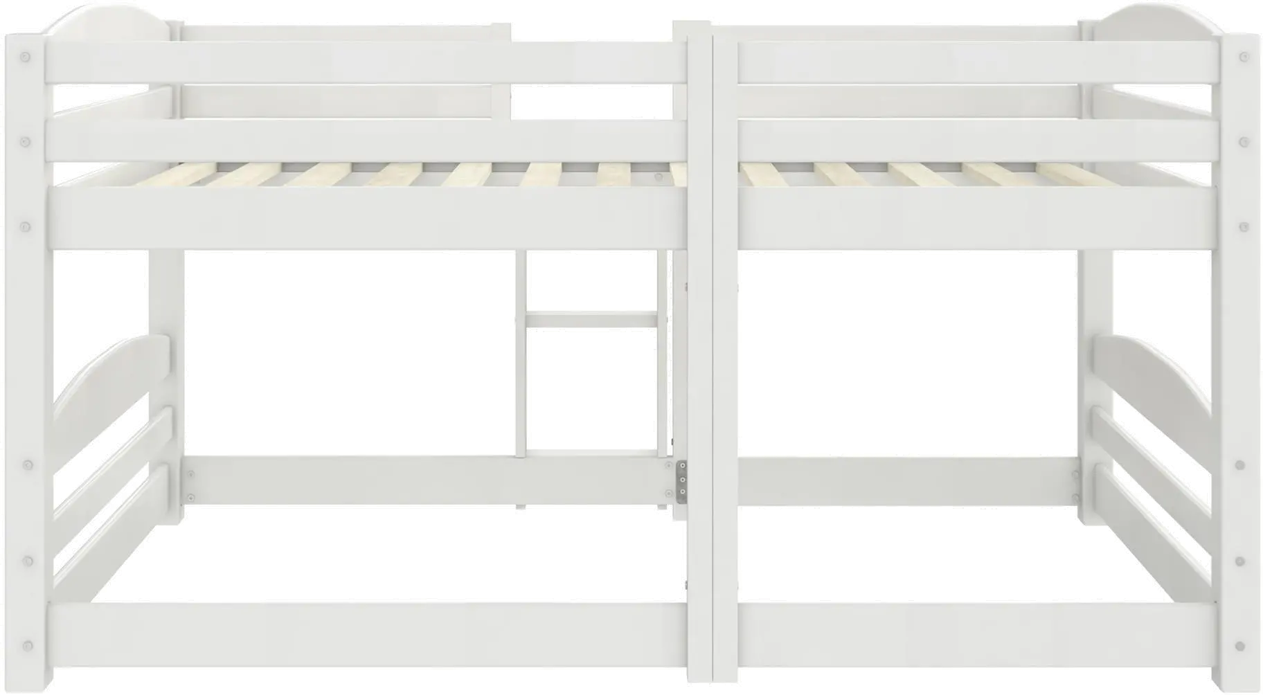 Birley White Twin Over Twin Low Wood Bunk Bed-6