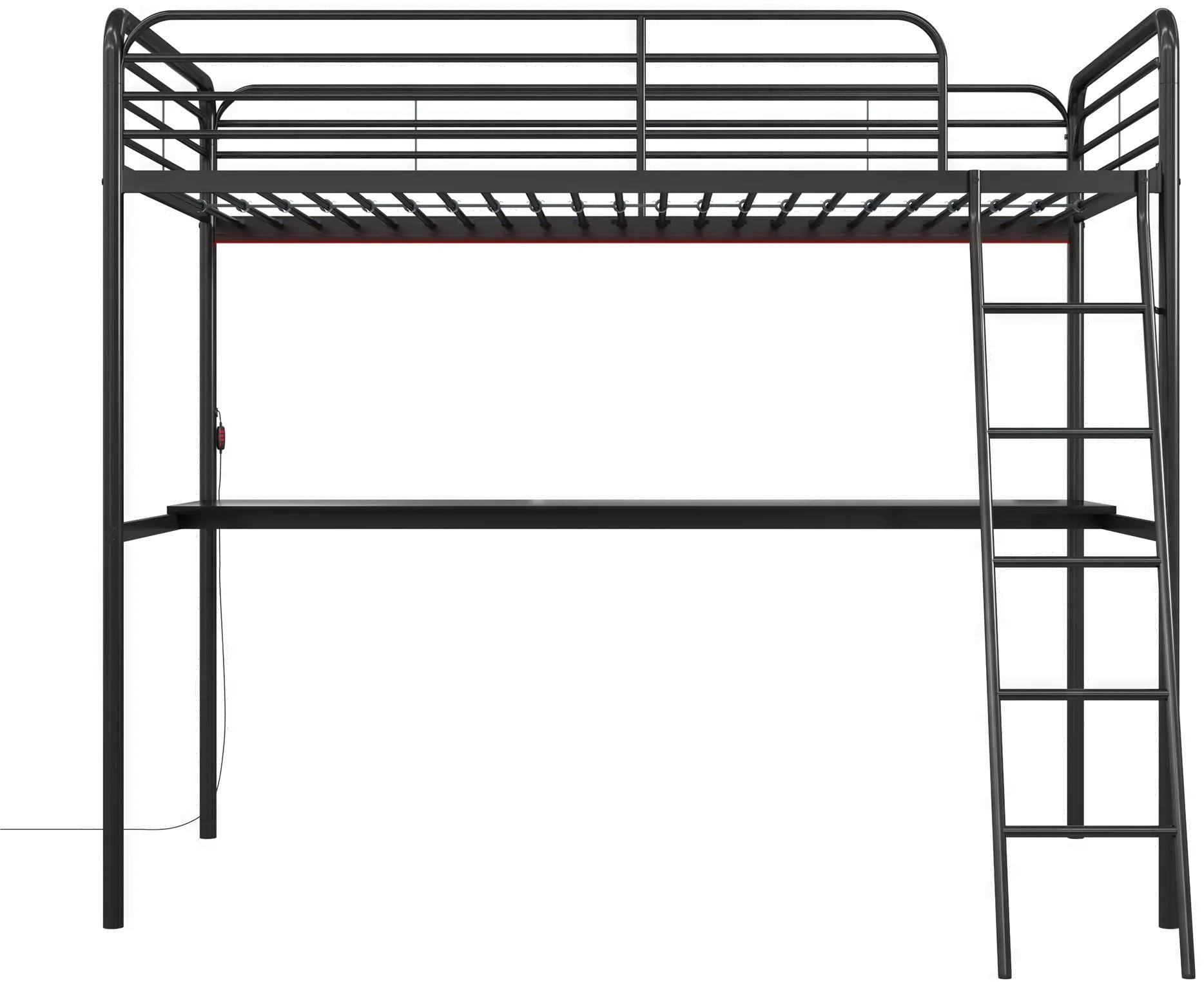 NTense Contra Black Twin Loft Bed with Desk and LED Lights-1