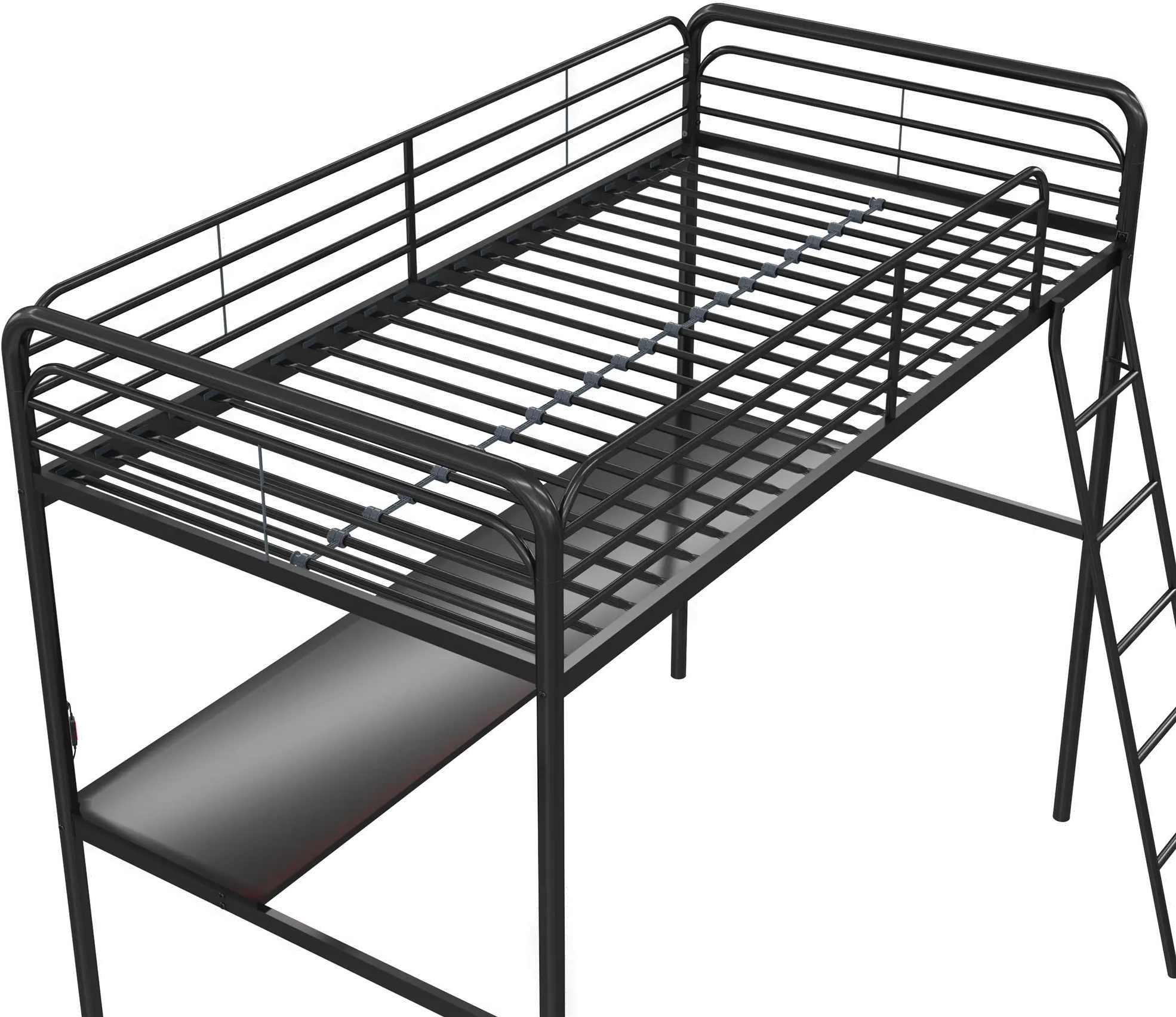 NTense Contra Black Twin Loft Bed with Desk and LED Lights-7