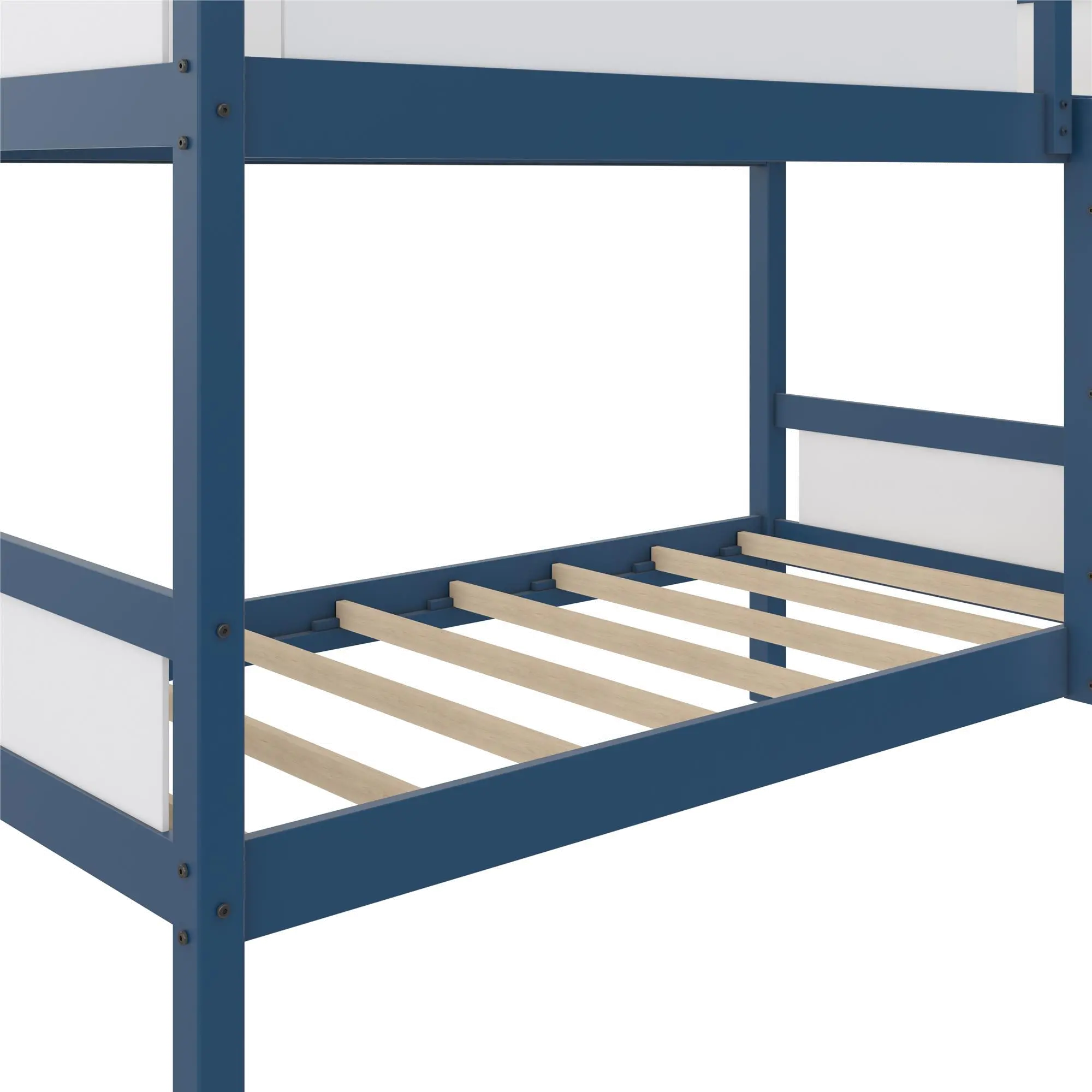Adrian Navy Blue Wood Twin over Twin Bunk Bed-10