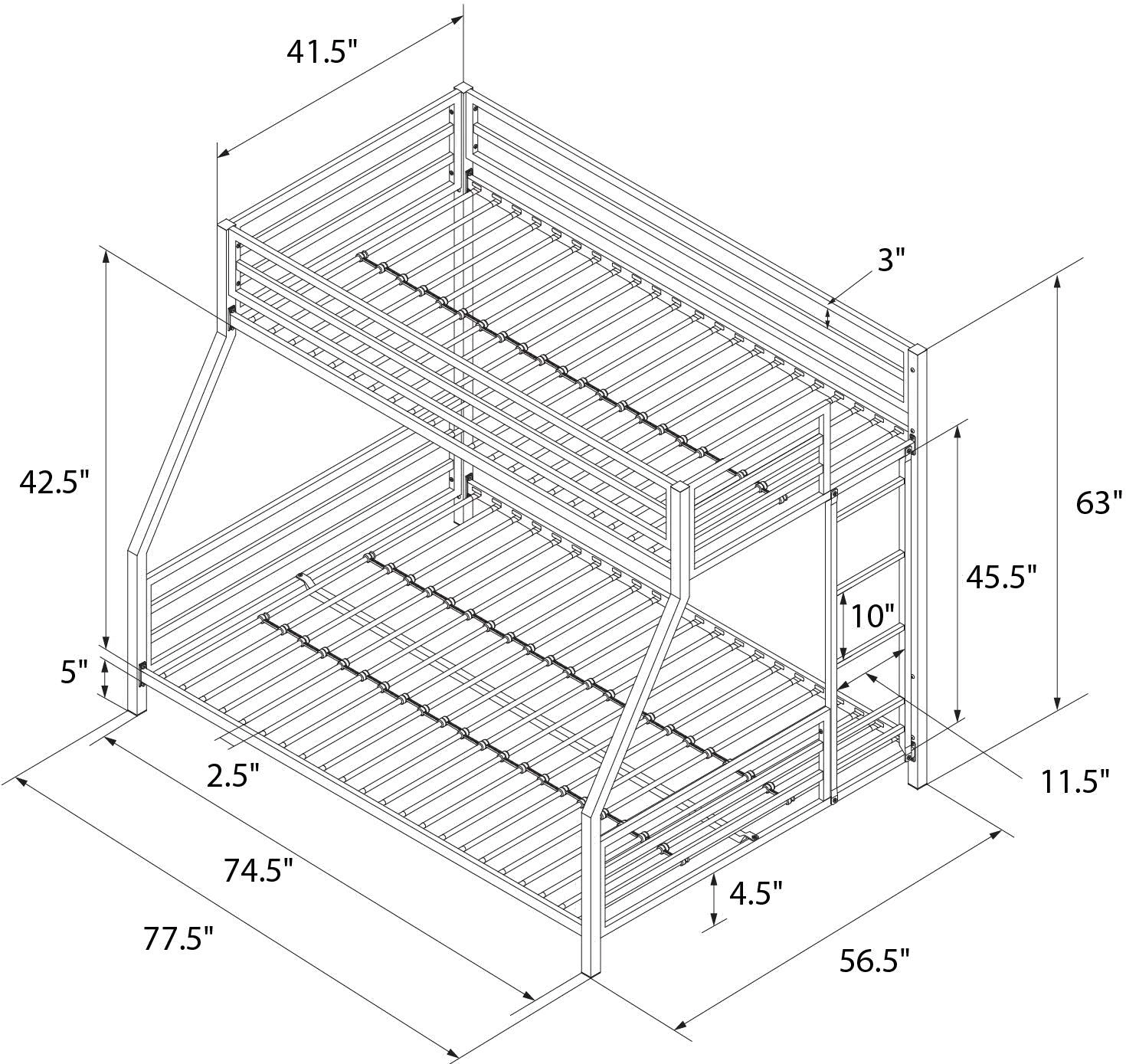 Coen Black Metal Twin over Full Bunk Bed-9