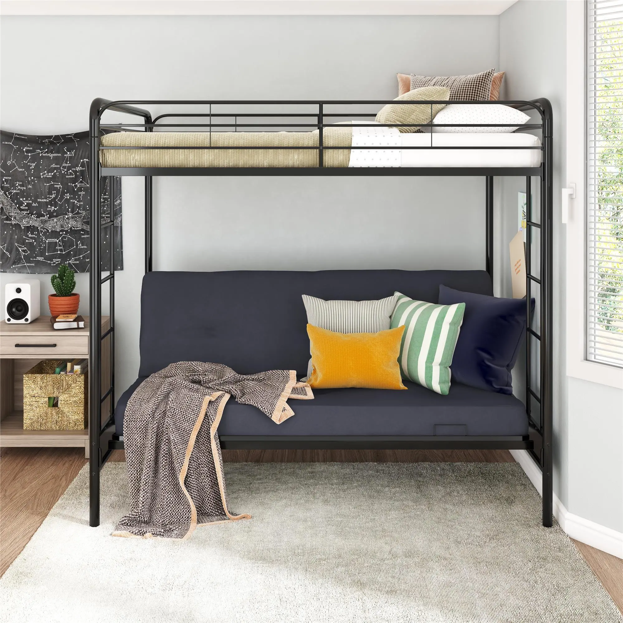 Sammie Black Full over Futon Metal Bunk Bed-1