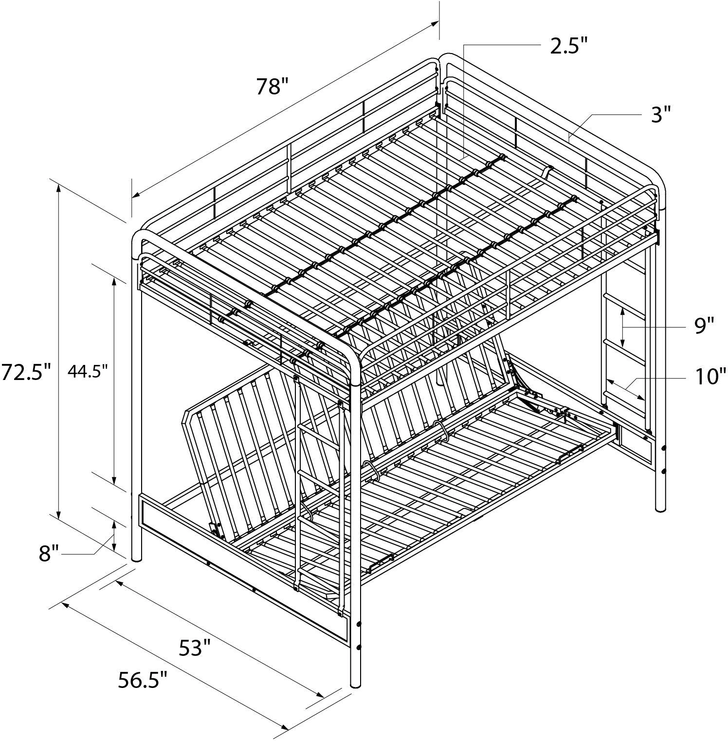 Sammie Black Full over Futon Metal Bunk Bed-8