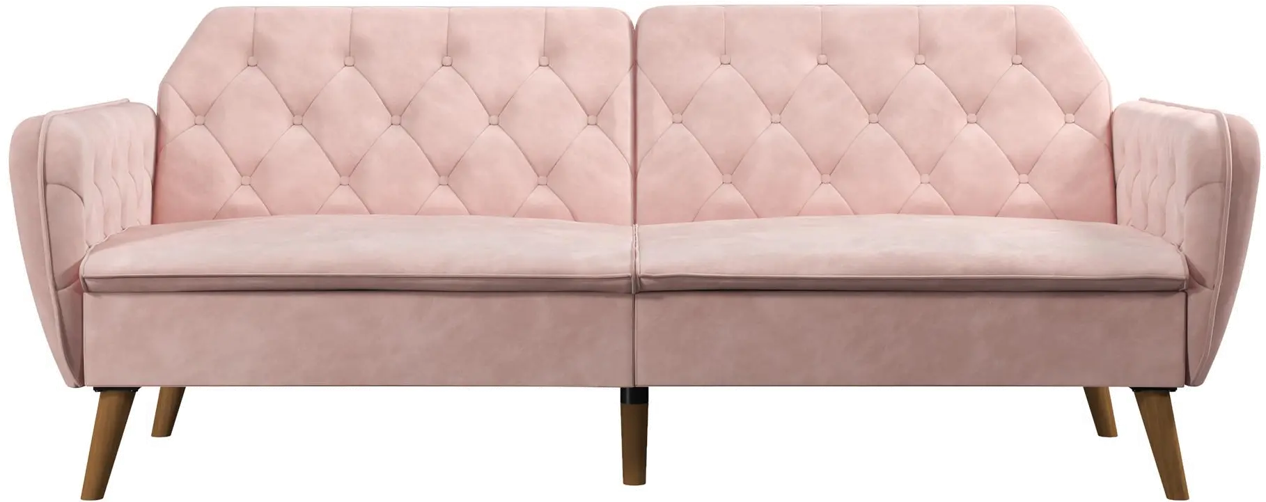 Tallulah Pink Velvet Memory Foam Futon-1