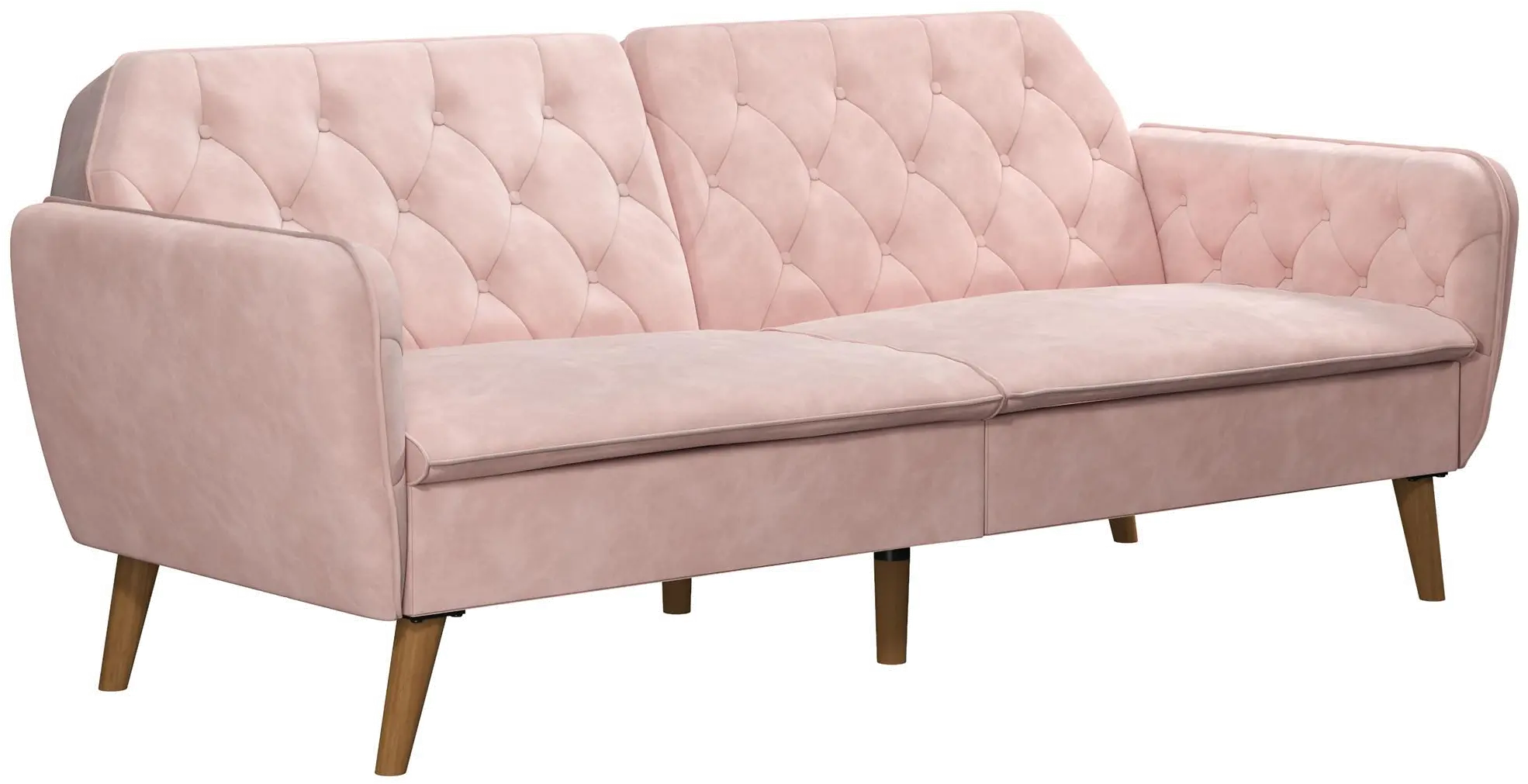 Tallulah Pink Velvet Memory Foam Futon-3