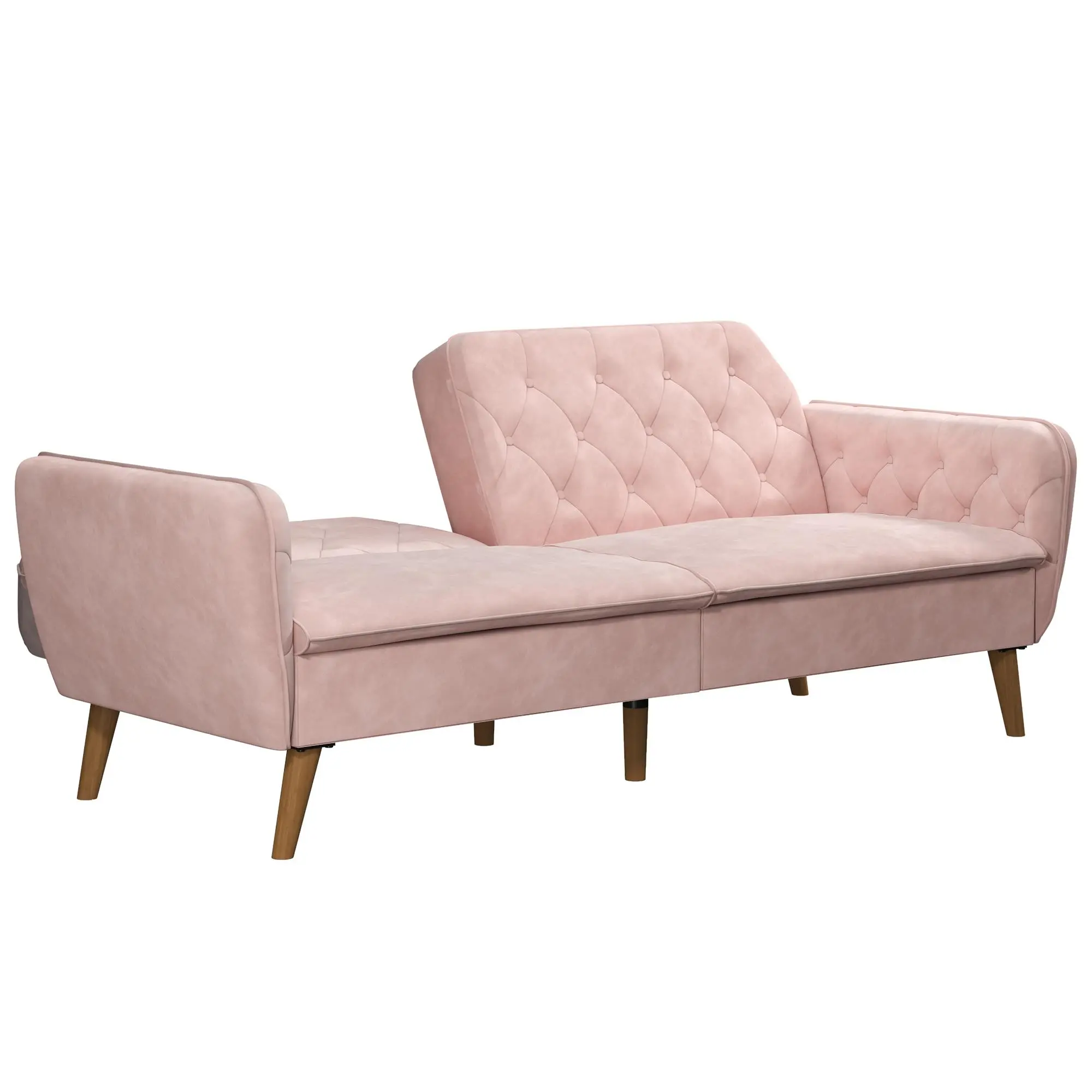 Tallulah Pink Velvet Memory Foam Futon-4