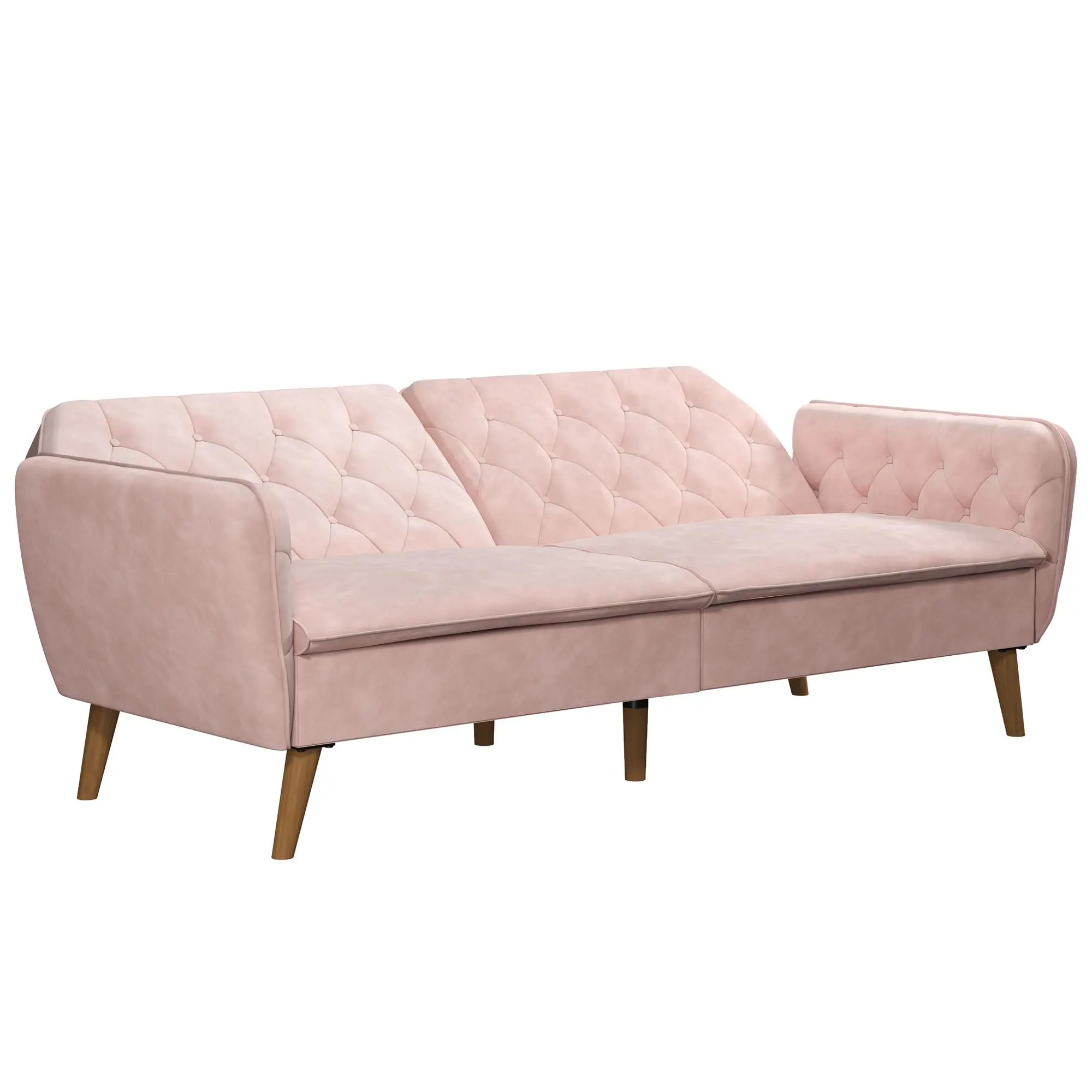 Tallulah Pink Velvet Memory Foam Futon-5