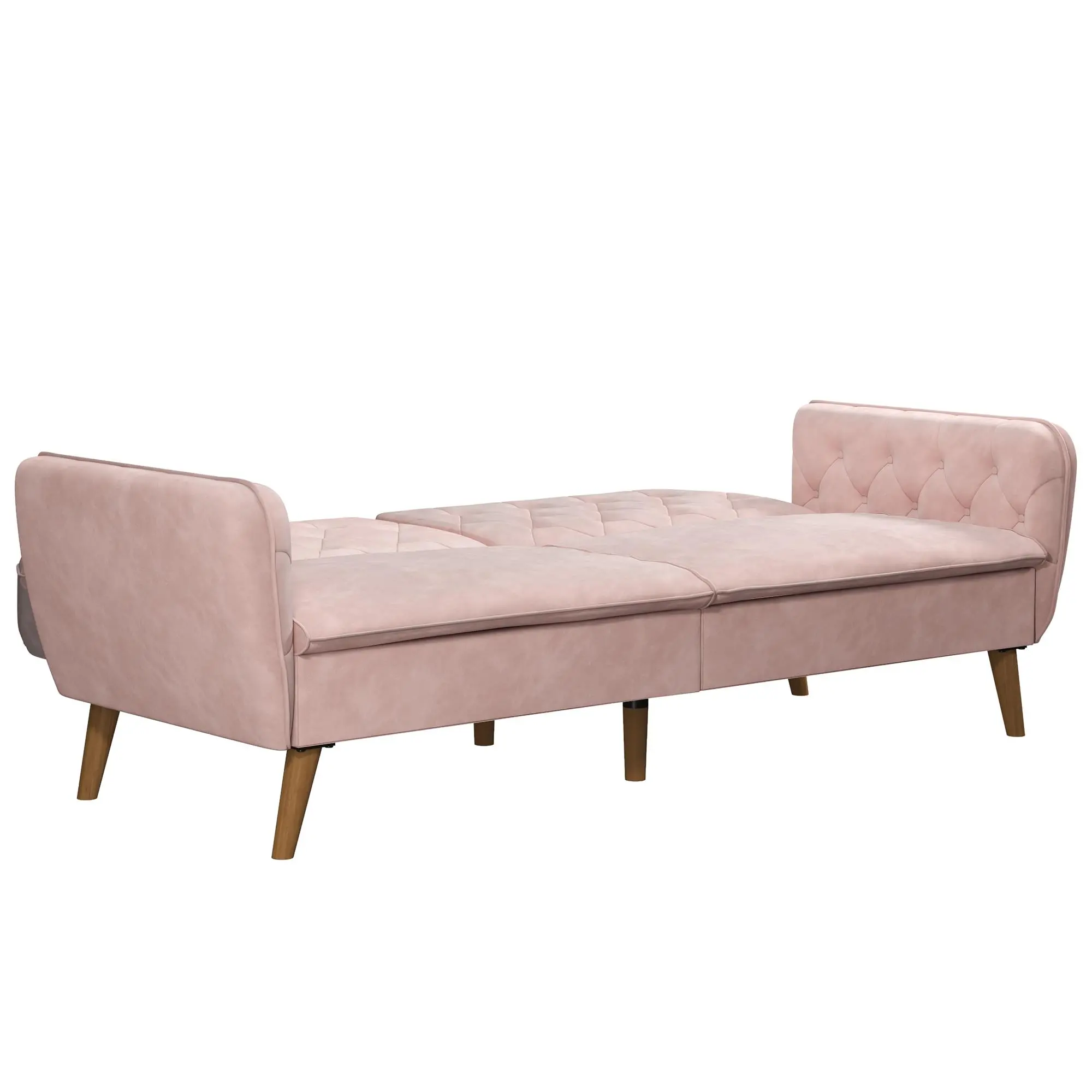 Tallulah Pink Velvet Memory Foam Futon-6