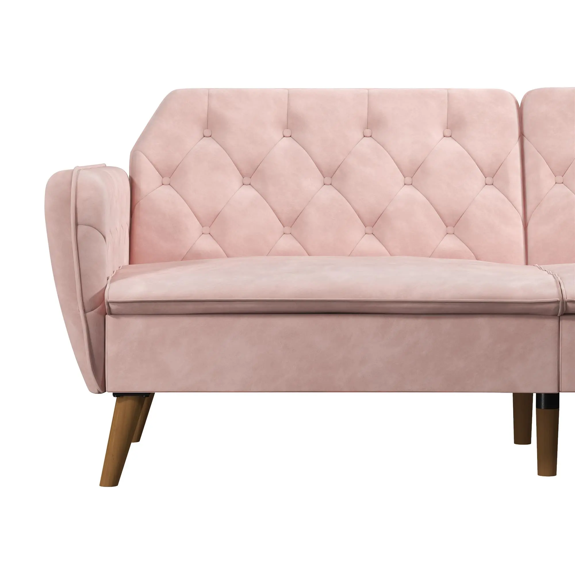 Tallulah Pink Velvet Memory Foam Futon-9