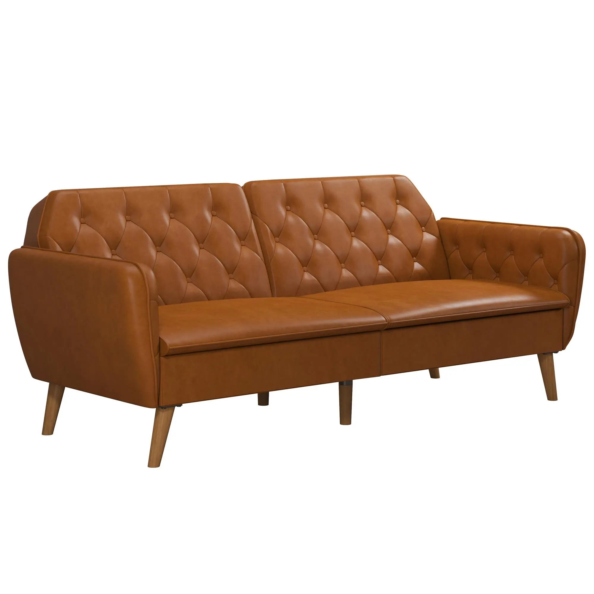 Tallulah Camel Faux Leather Memory Foam Futon-3