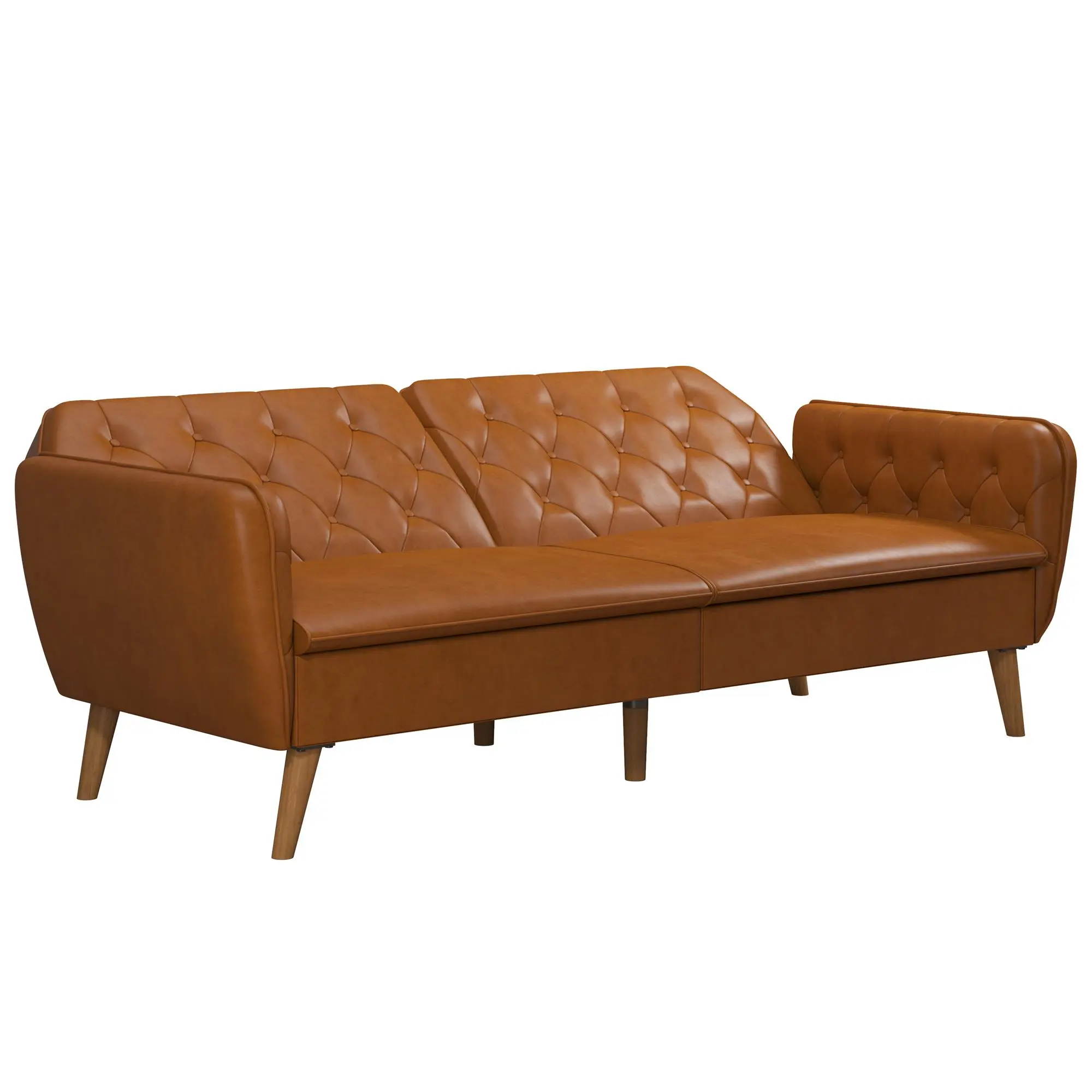 Tallulah Camel Faux Leather Memory Foam Futon-4