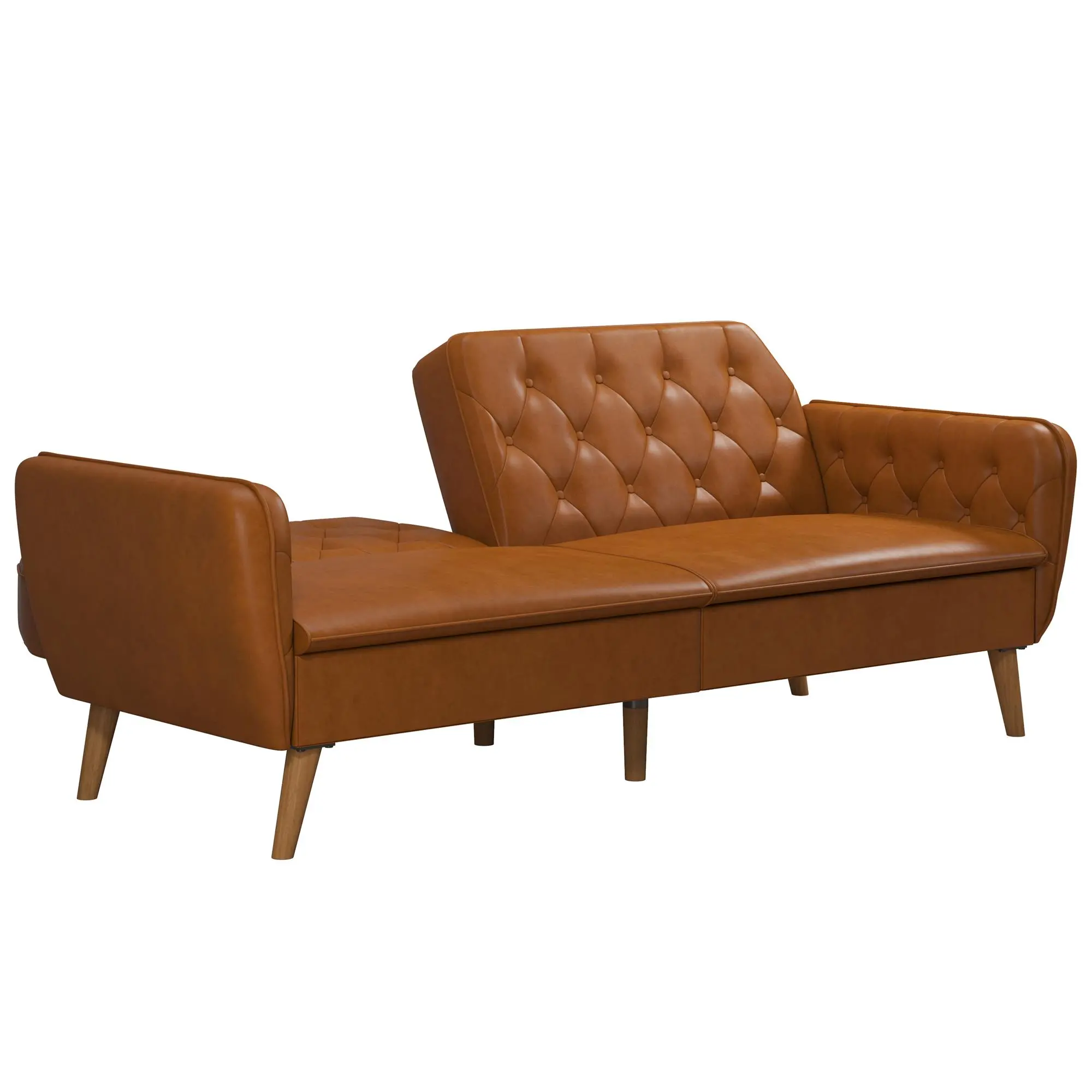 Tallulah Camel Faux Leather Memory Foam Futon-5