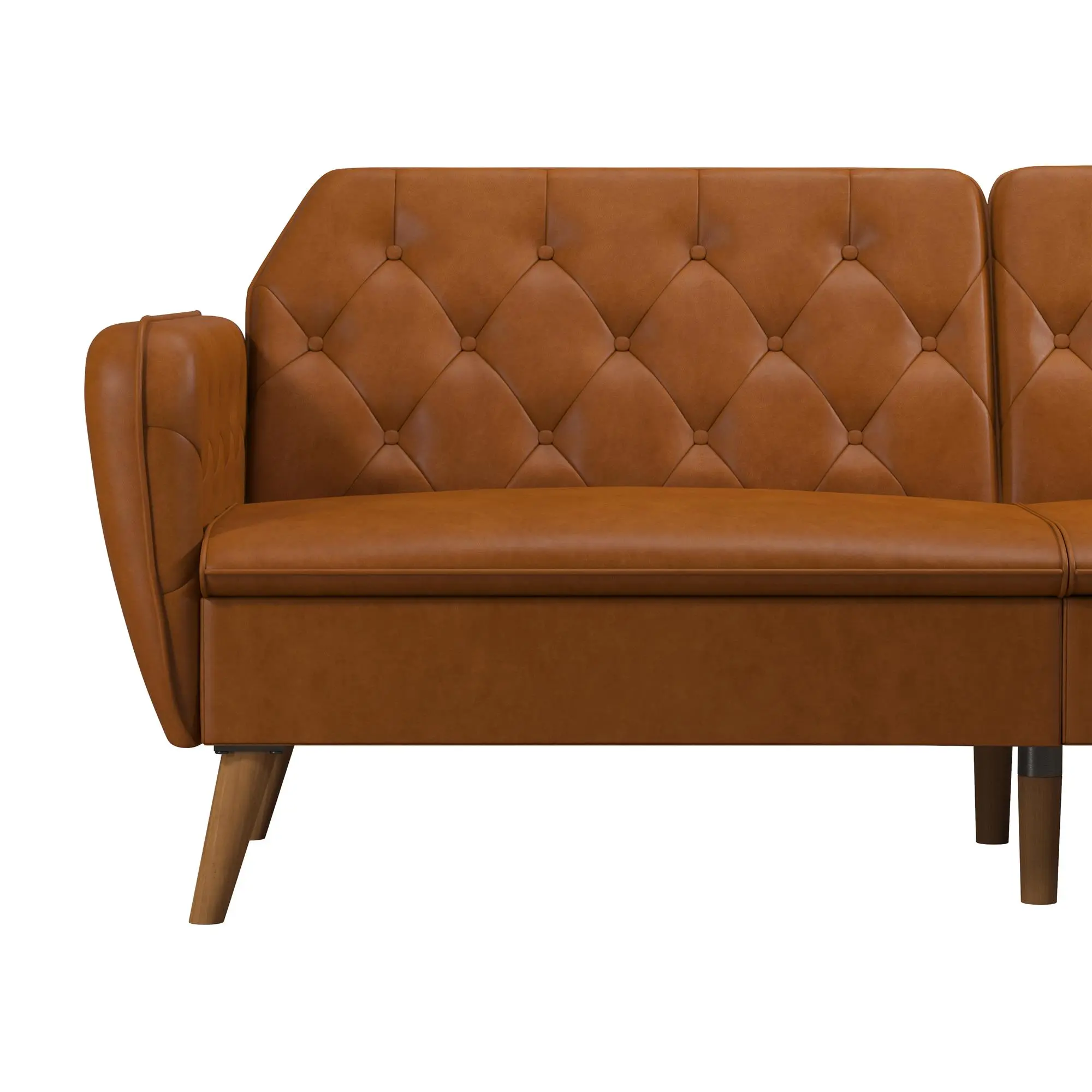 Tallulah Camel Faux Leather Memory Foam Futon-9