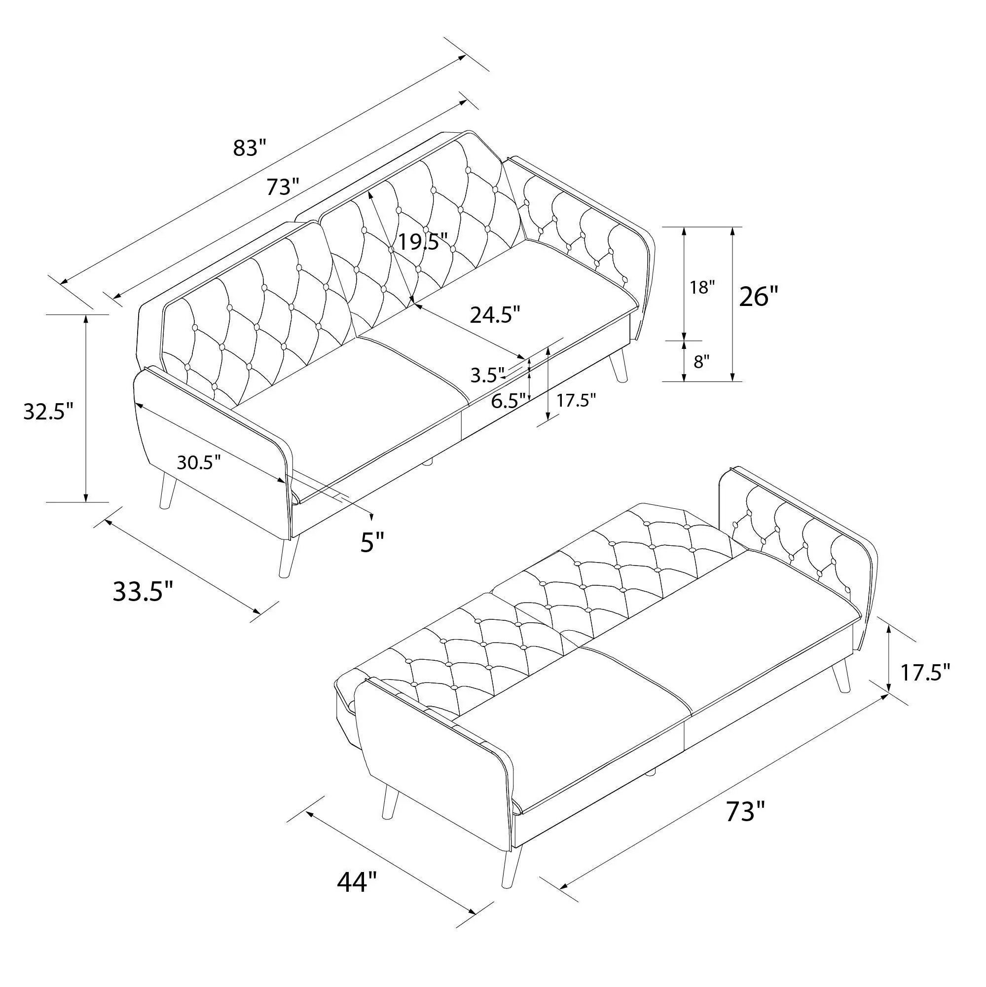 Tallulah Tan Memory Foam Futon-12