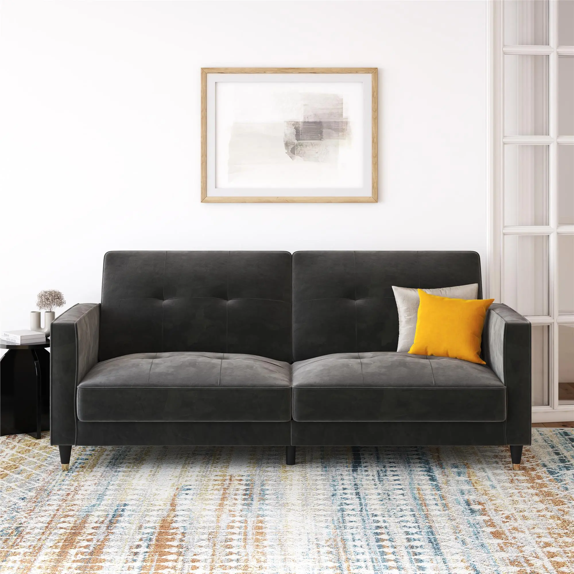 Penelope Dark Gray Velvet Sofa Bed-2