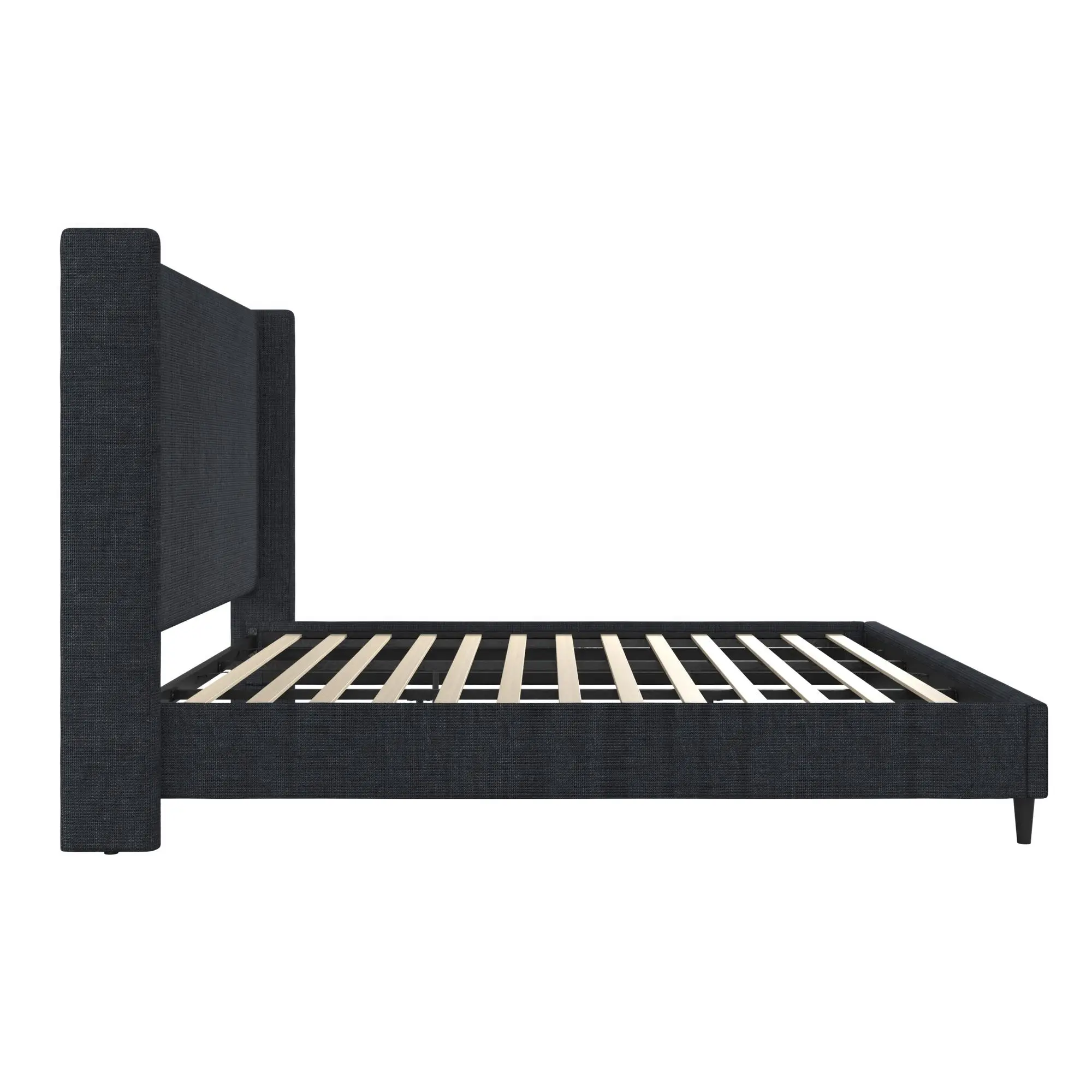 Eveline Dark Blue Upholstered King Bed-4