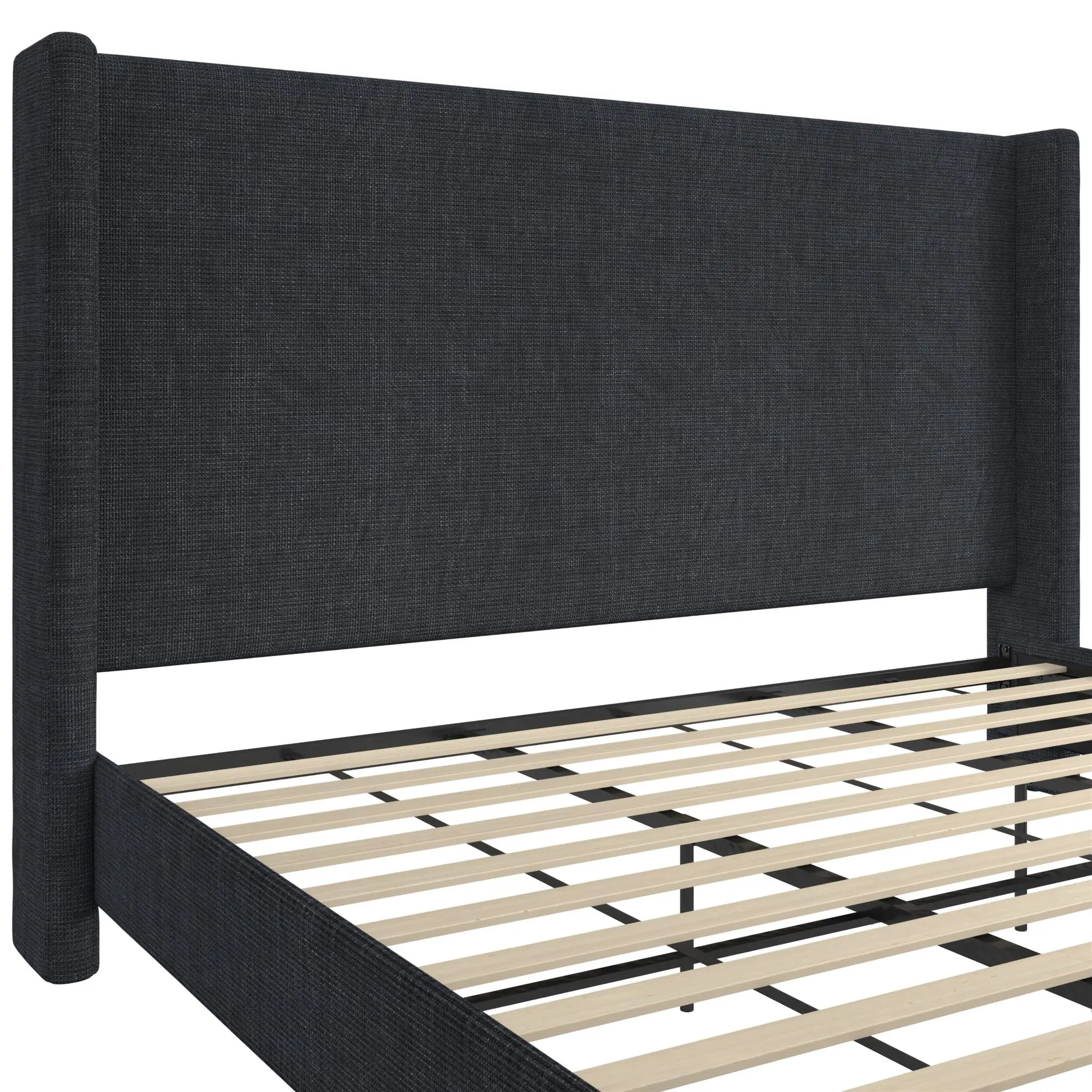 Eveline Dark Blue Upholstered King Bed-7