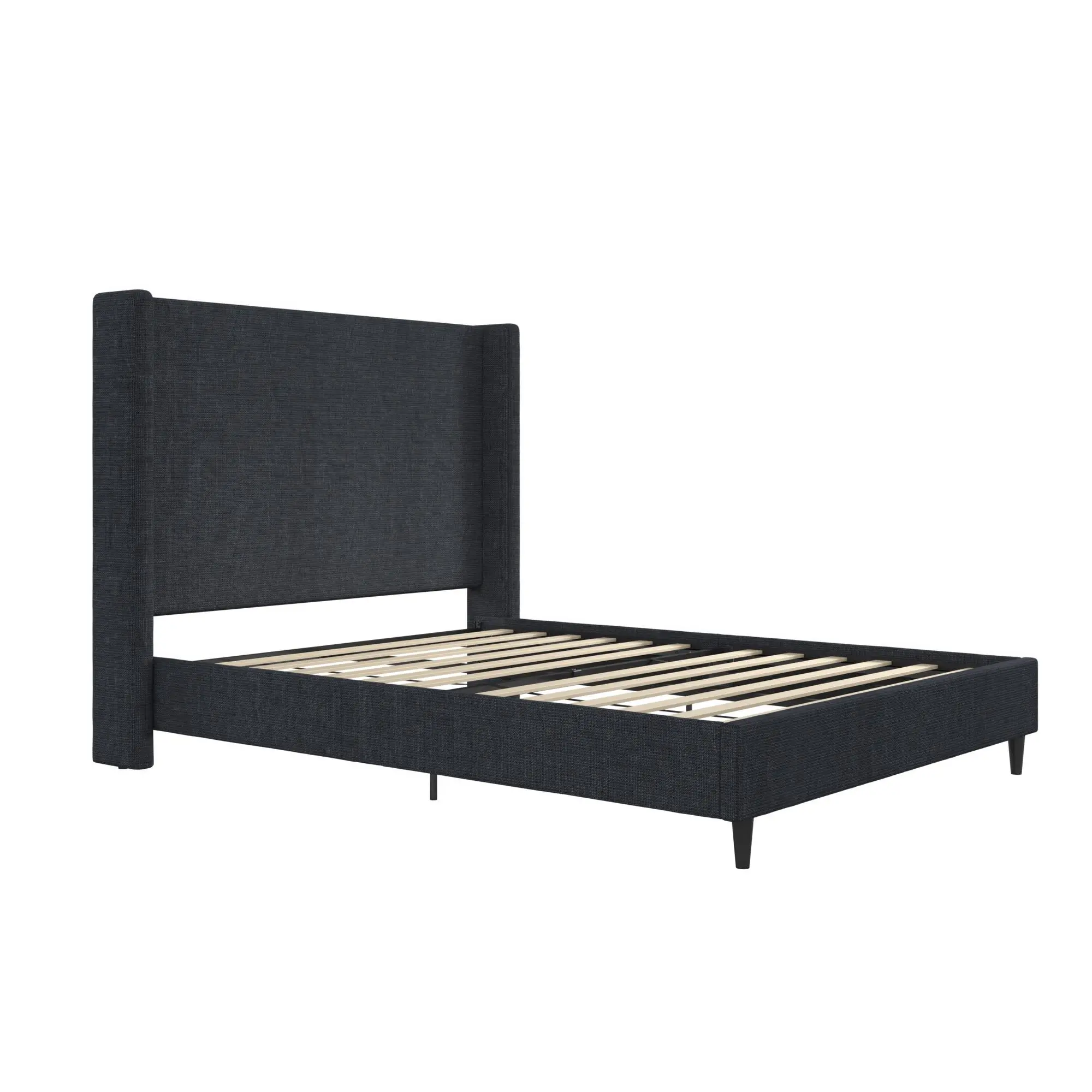Eveline Dark Blue Upholstered Queen Bed-2