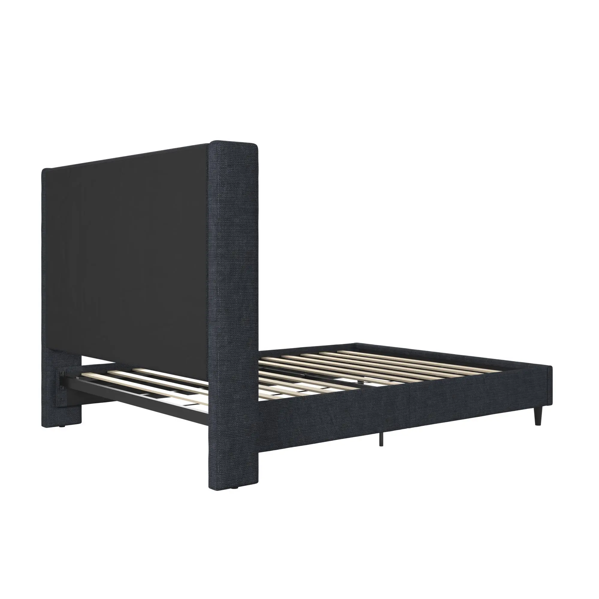 Eveline Dark Blue Upholstered Queen Bed-5