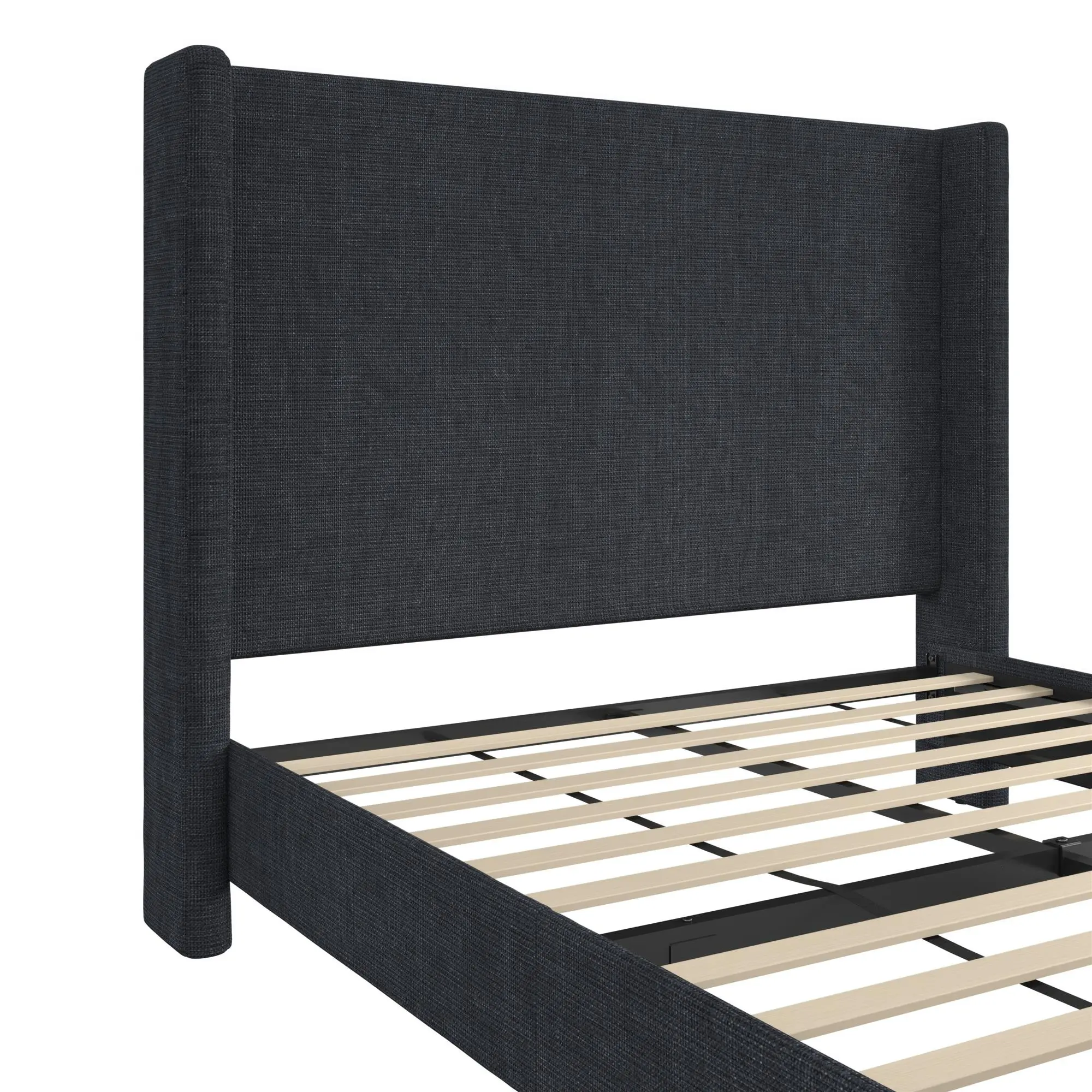 Eveline Dark Blue Upholstered Queen Bed-6