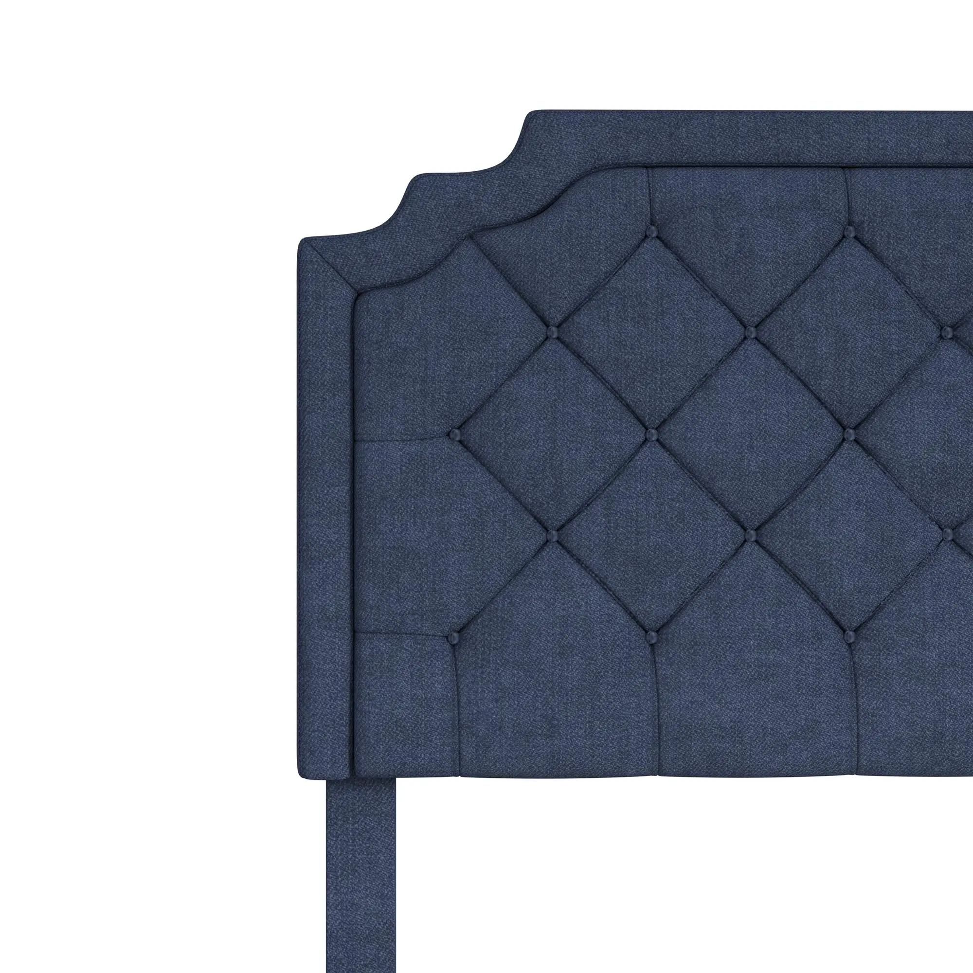 Eloise Navy Blue Chenille Upholstered Platform Queen Bed-6