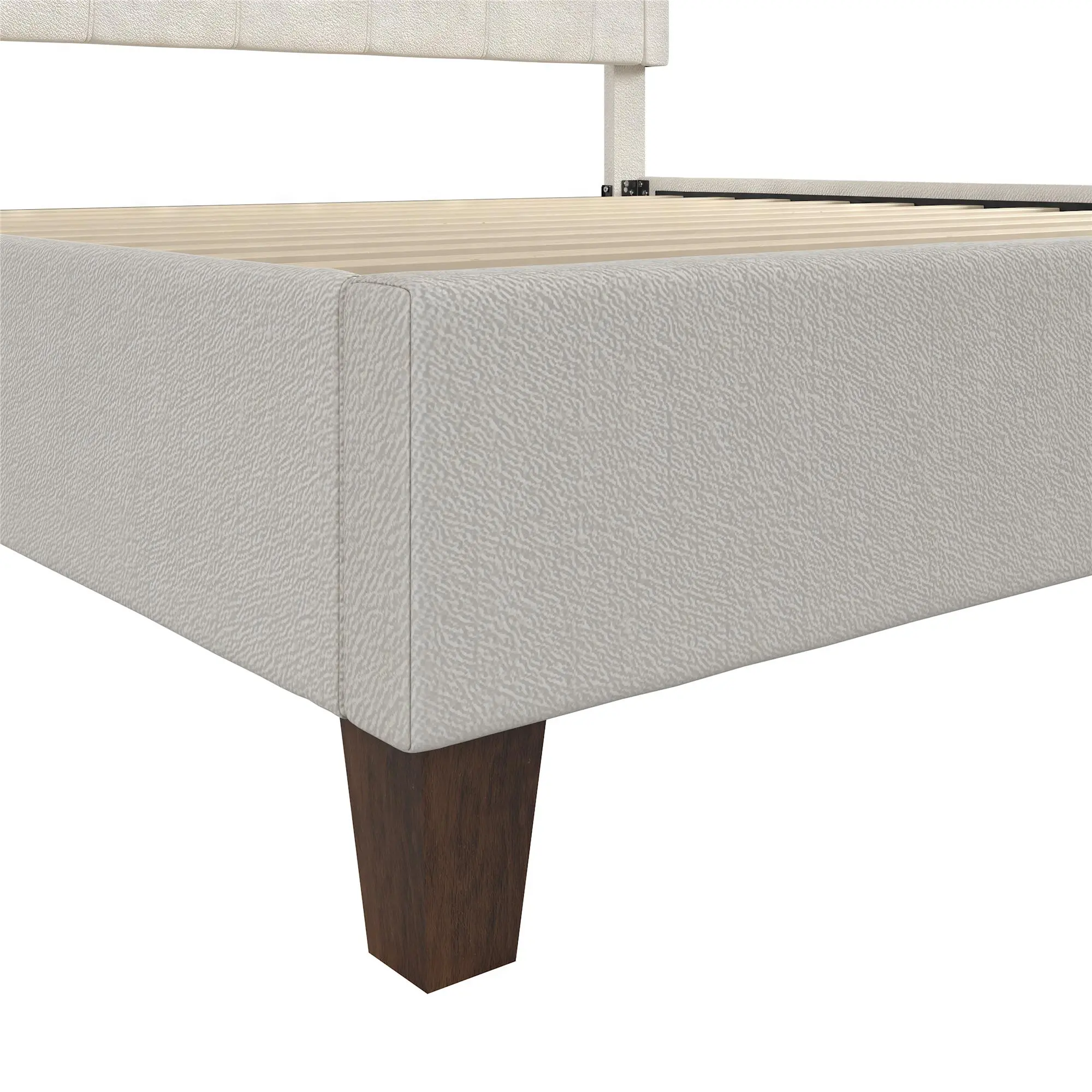 Eloise Ivory Chenille Upholstered Platform King Bed-10