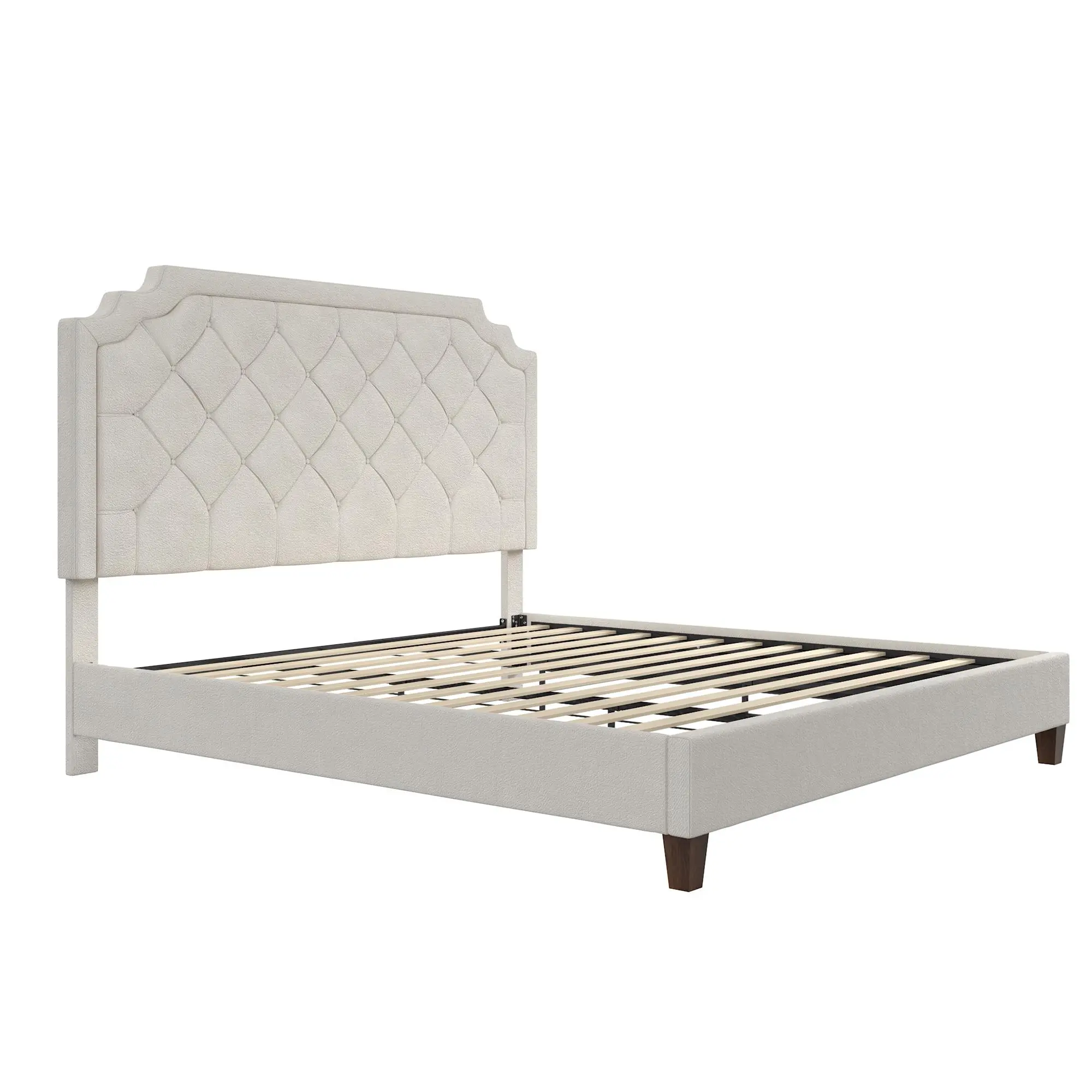 Eloise Ivory Chenille Upholstered Platform King Bed-3