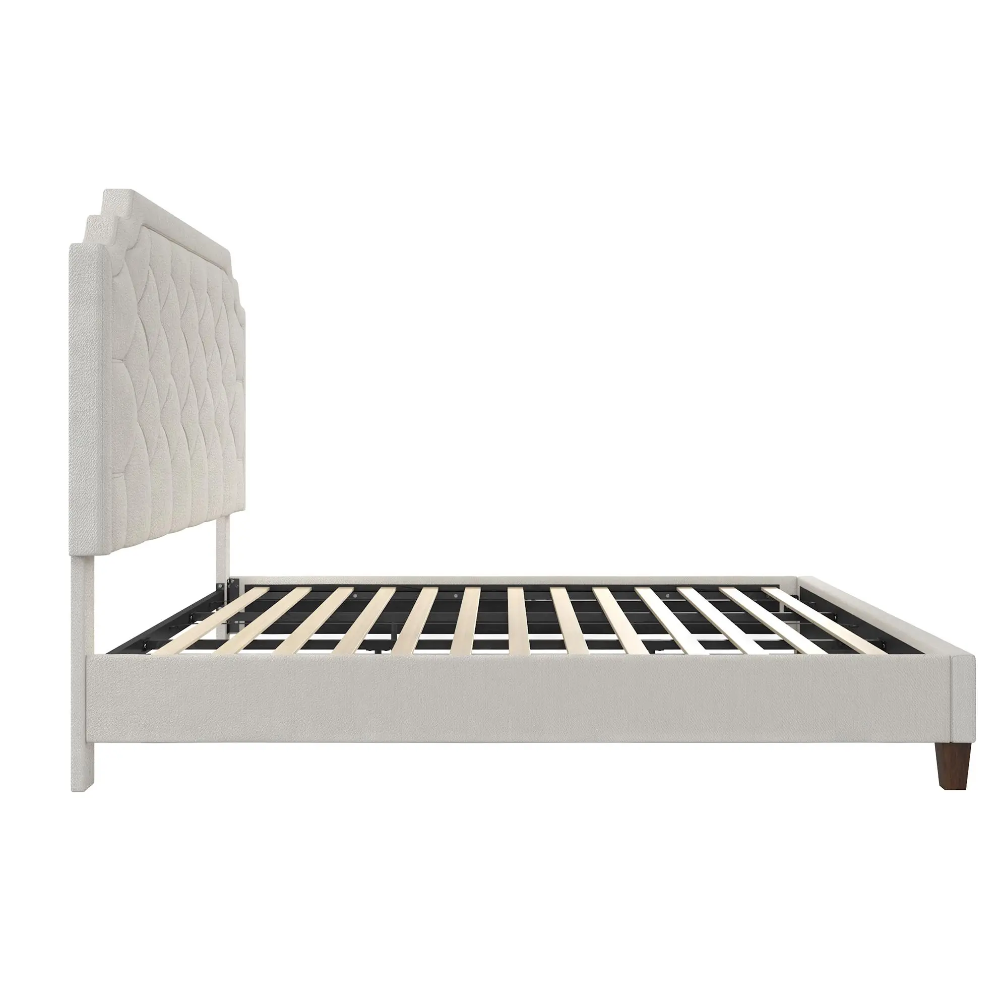 Eloise Ivory Chenille Upholstered Platform King Bed-4