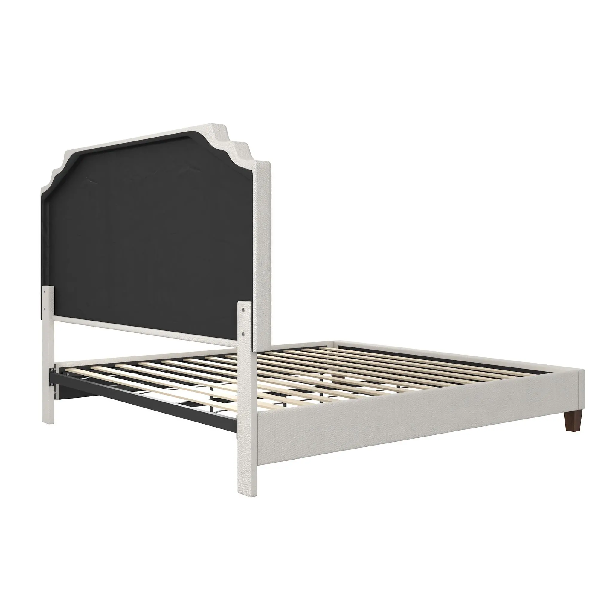 Eloise Ivory Chenille Upholstered Platform King Bed-5