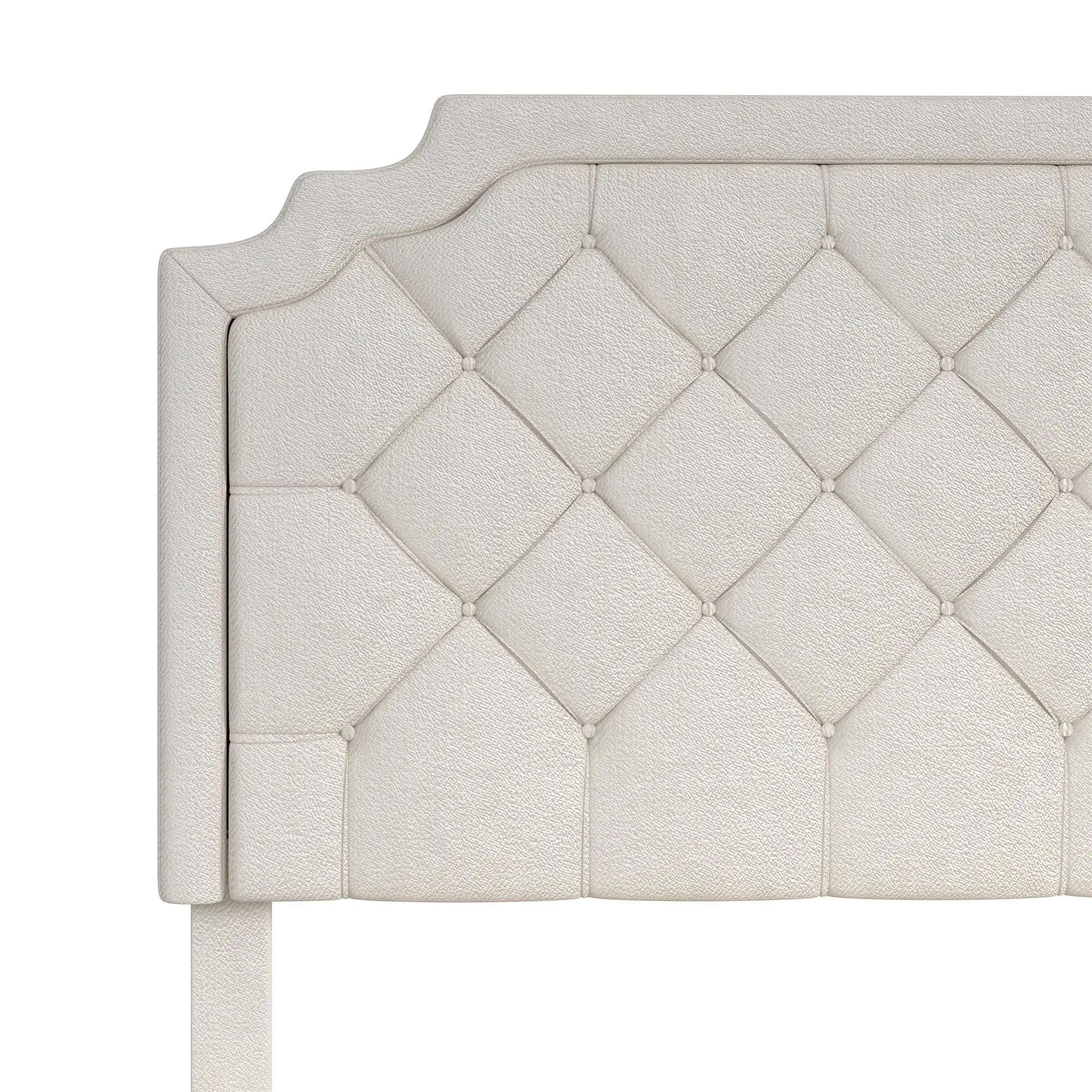 Eloise Ivory Chenille Upholstered Platform King Bed-6