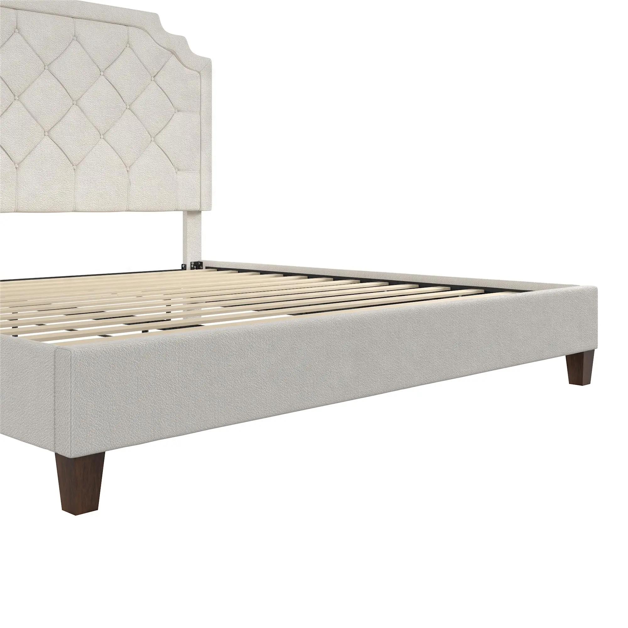 Eloise Ivory Chenille Upholstered Platform King Bed-9