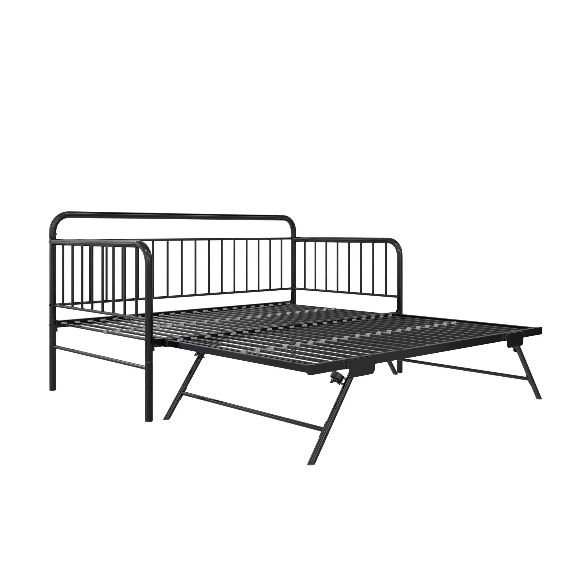 Oddny Black Metal Twin Daybed with Pop Up Trundle Bed-5
