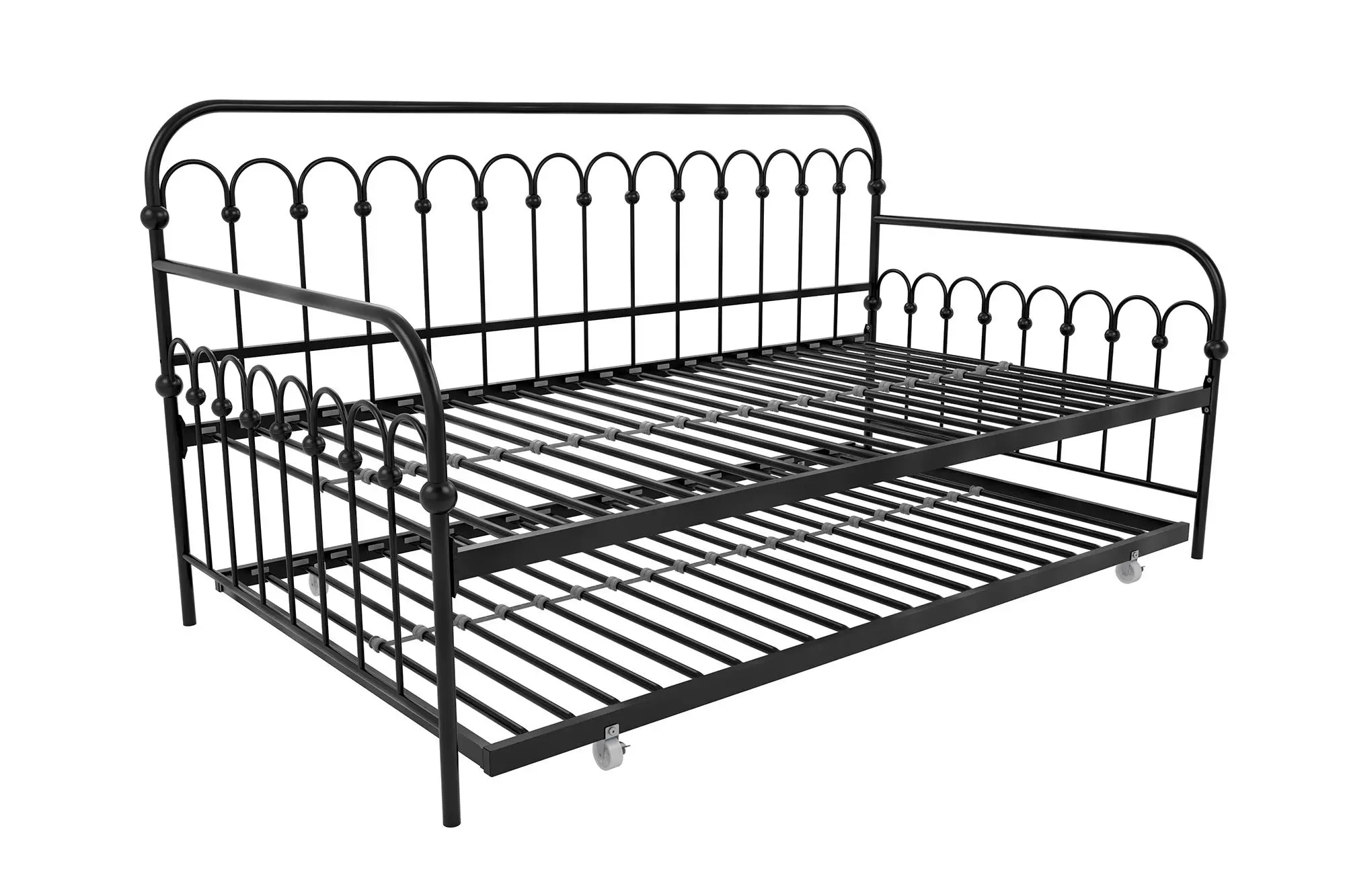 Bright Pop Black Metal Twin Daybed with Trundle-4