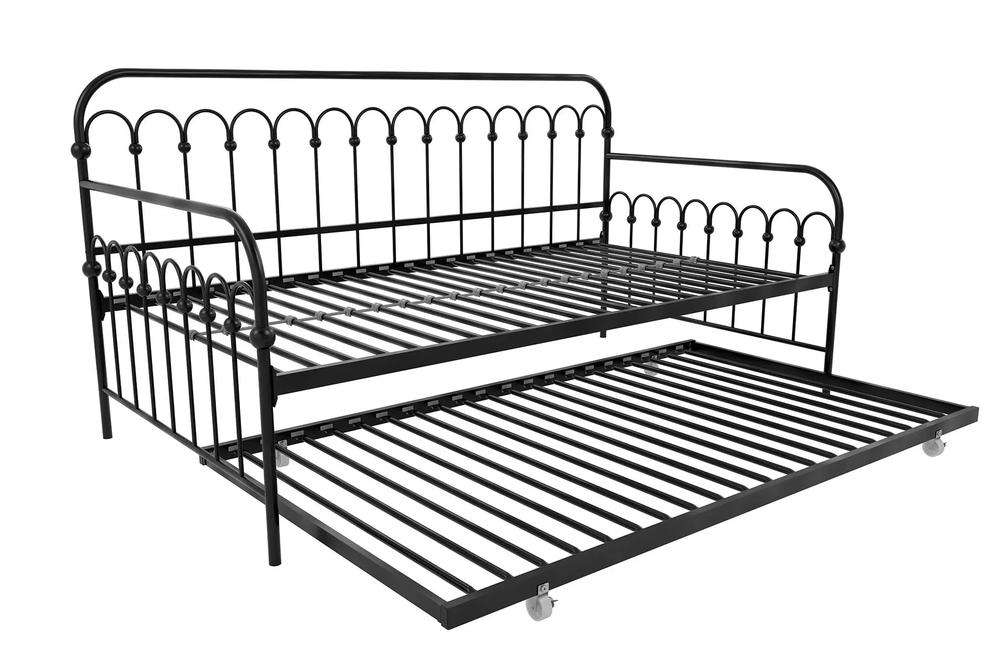 Bright Pop Black Metal Twin Daybed with Trundle-5