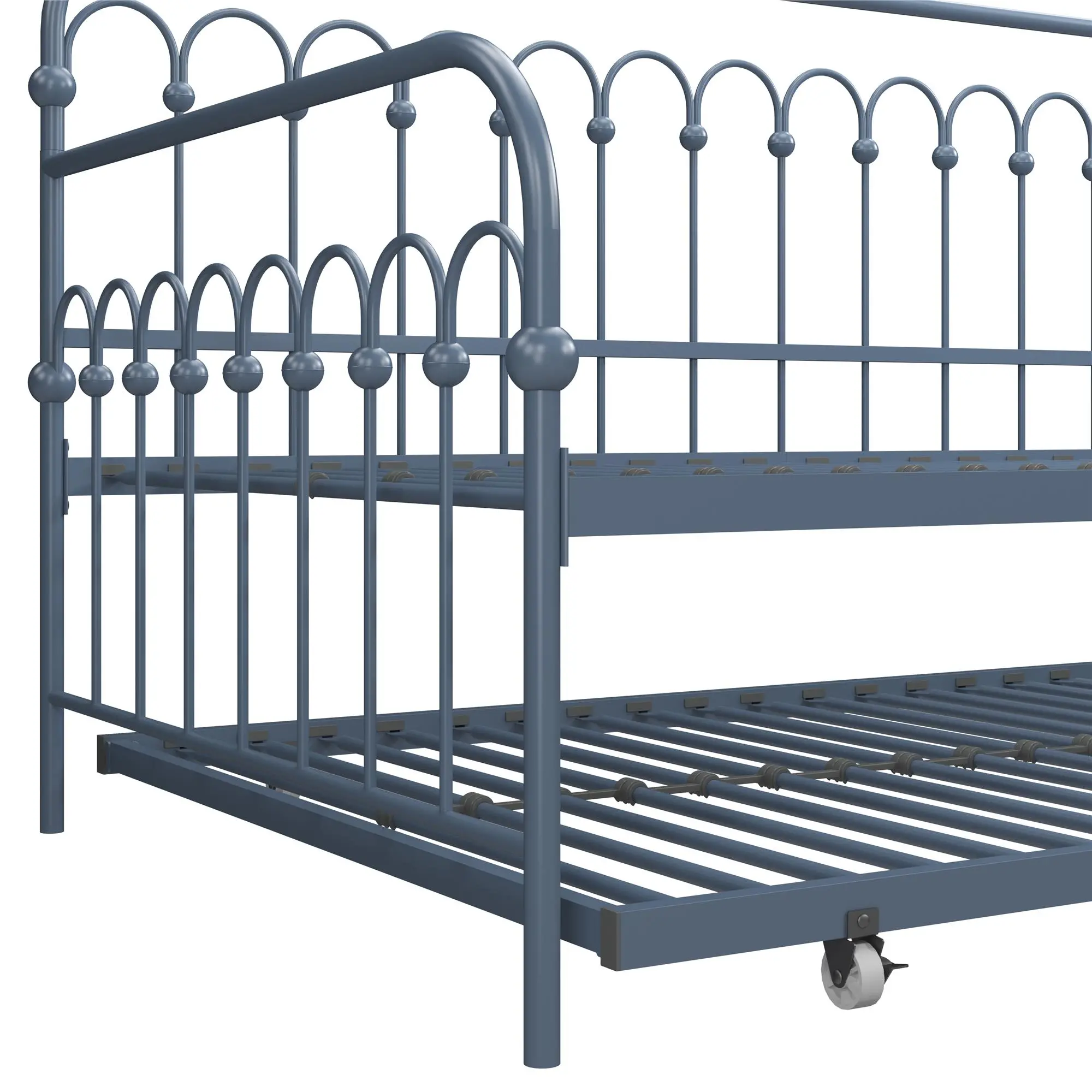 Bright Pop Stone Blue Metal Twin Daybed with Trundle-9